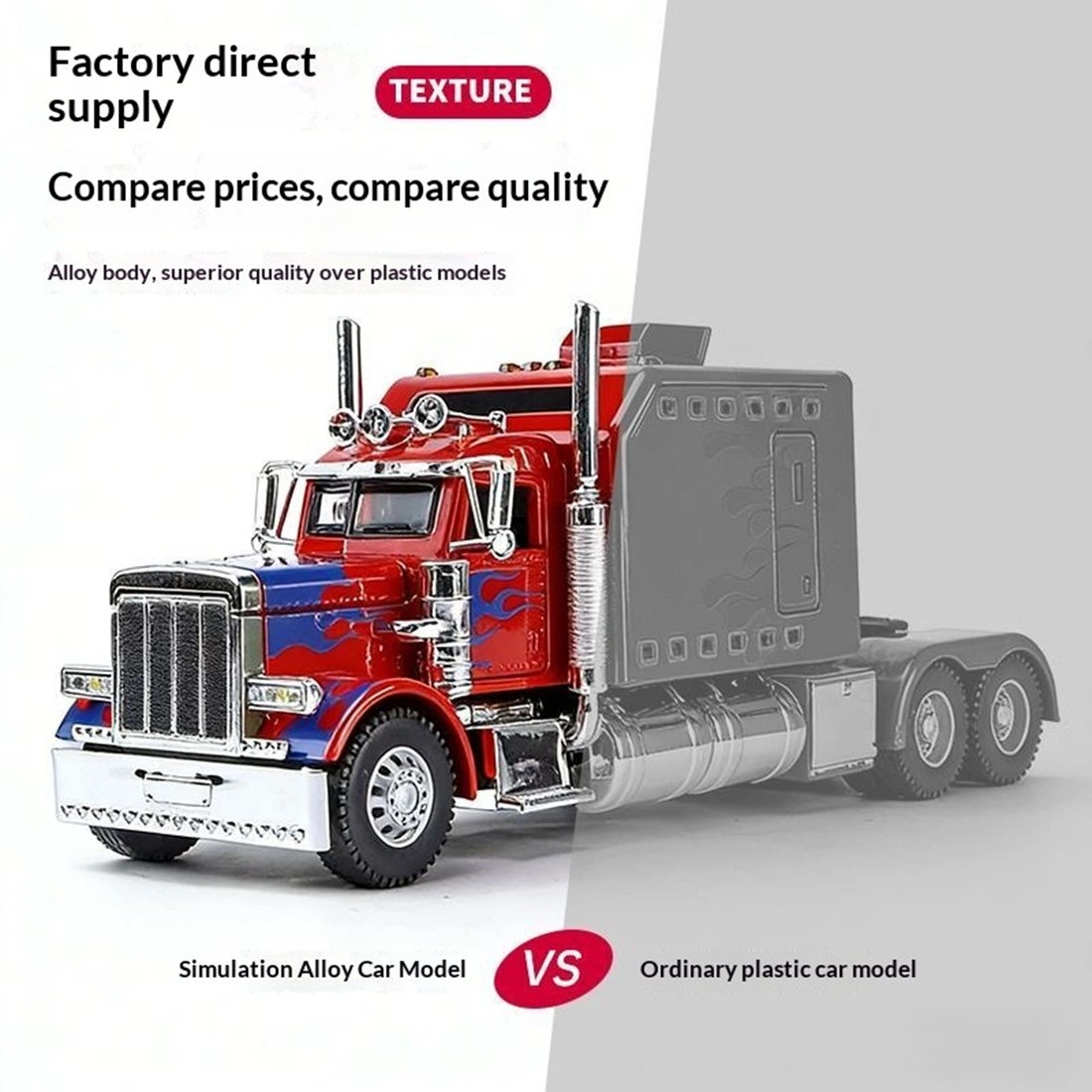 Semi Truck Toys for Boy Heavy Trucks,Metal Diecast Trucks Model Pull Back Cars with Light and Sound,Truck and Trailer Toys for Boys,Toy Trucks for Boys Age 4-8 view 2