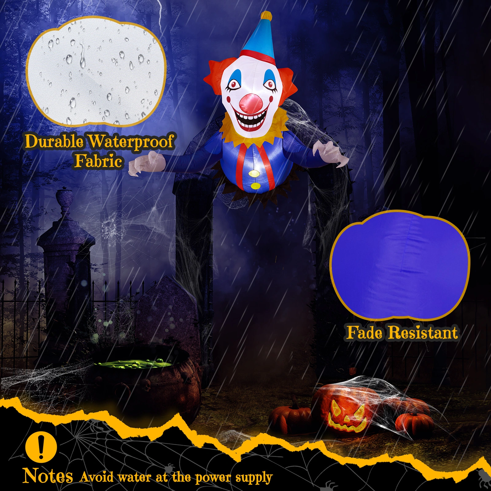3.3 FT Halloween Inflatable Clown Broke Out from Window Outdoor Decorations, Scary Blow up Decor with Built-in LED Lights for Holiday Party Yard Lawn Garden Decor Indoor Outdoor view 10