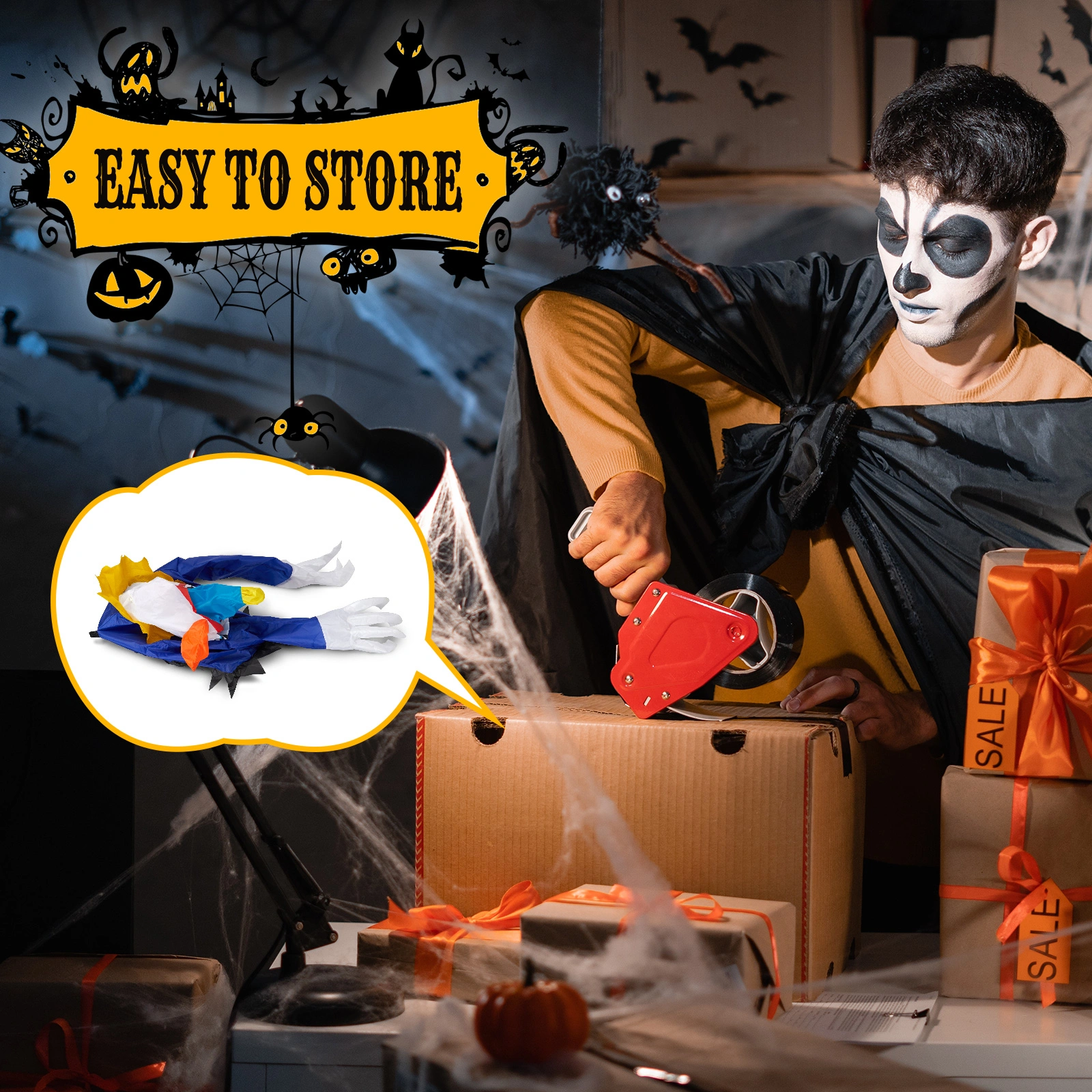 3.3 FT Halloween Inflatable Clown Broke Out from Window Outdoor Decorations, Scary Blow up Decor with Built-in LED Lights for Holiday Party Yard Lawn Garden Decor Indoor Outdoor view 12