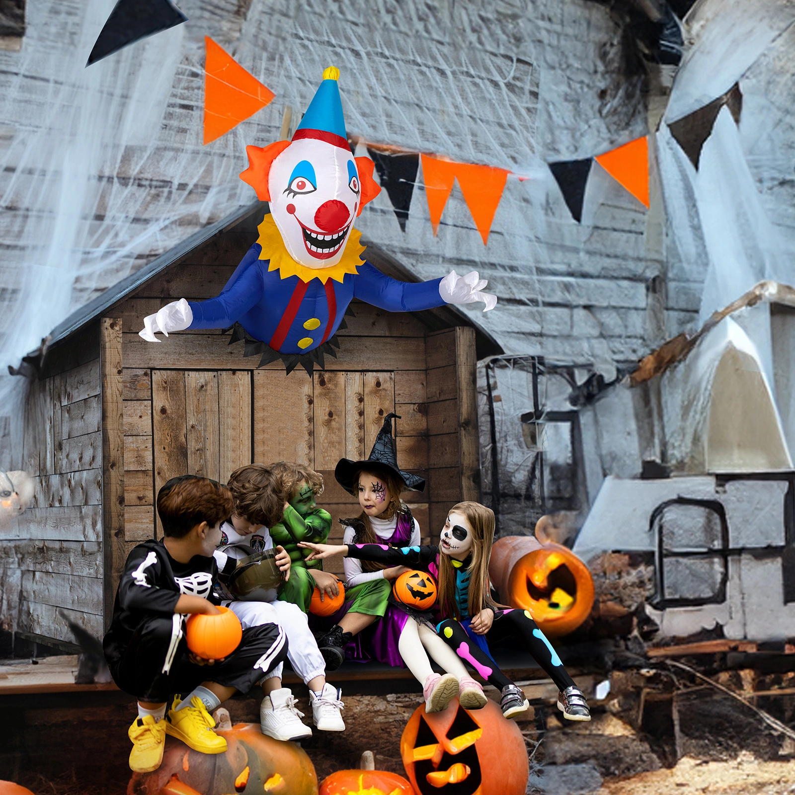 3.3 FT Halloween Inflatable Clown Broke Out from Window Outdoor Decorations, Scary Blow up Decor with Built-in LED Lights for Holiday Party Yard Lawn Garden Decor Indoor Outdoor view 16