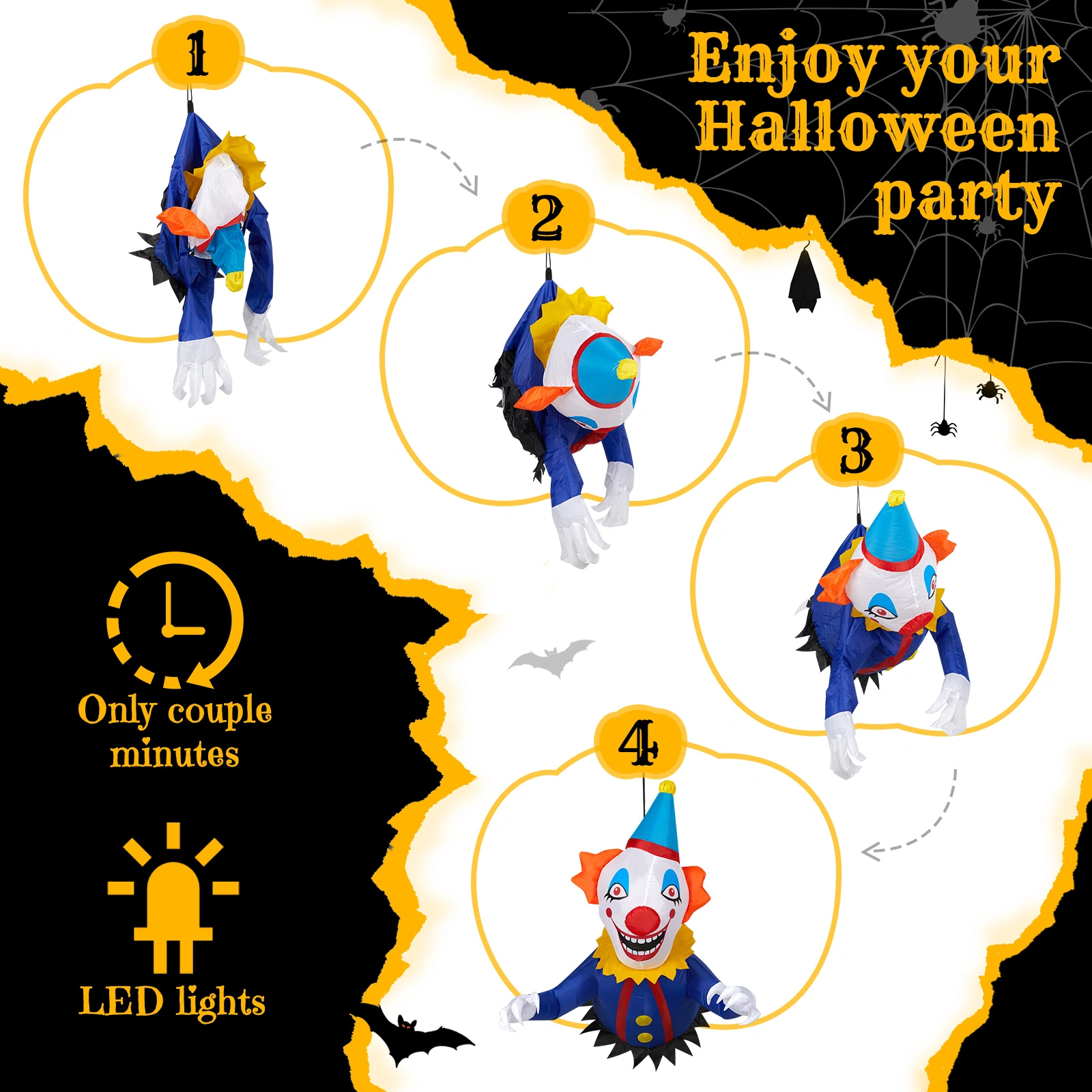 3.3 FT Halloween Inflatable Clown Broke Out from Window Outdoor Decorations, Scary Blow up Decor with Built-in LED Lights for Holiday Party Yard Lawn Garden Decor Indoor Outdoor view 18