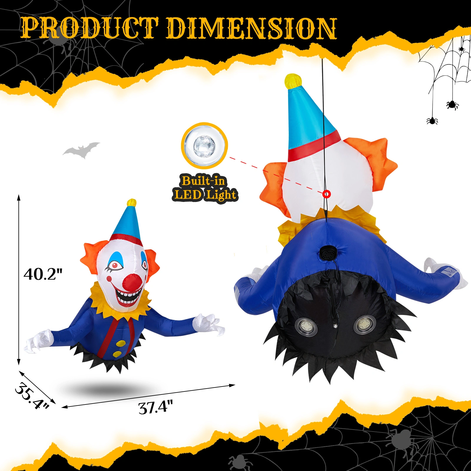 3.3 FT Halloween Inflatable Clown Broke Out from Window Outdoor Decorations, Scary Blow up Decor with Built-in LED Lights for Holiday Party Yard Lawn Garden Decor Indoor Outdoor view 2