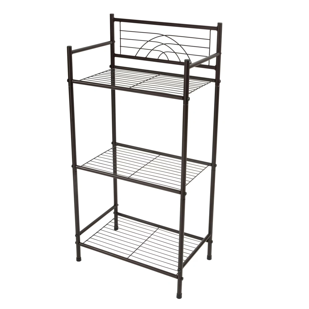 3 Shelves Tiered Iron Storage Shelf in Oil Rubbed Bronze