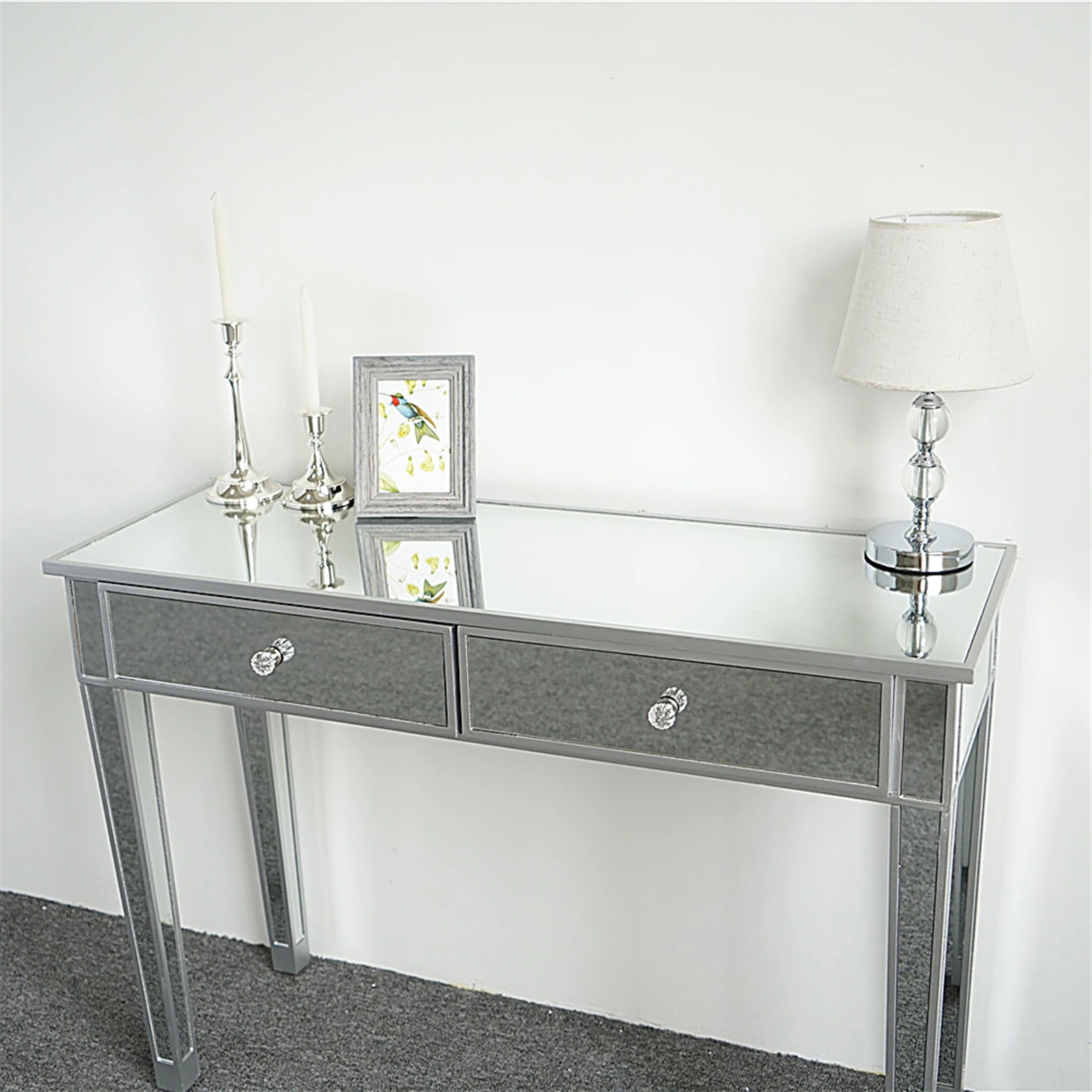 Makeup Vanity Table with Mirror & 2 Drawers - Women's Cosmetic Desk Organizer view 3