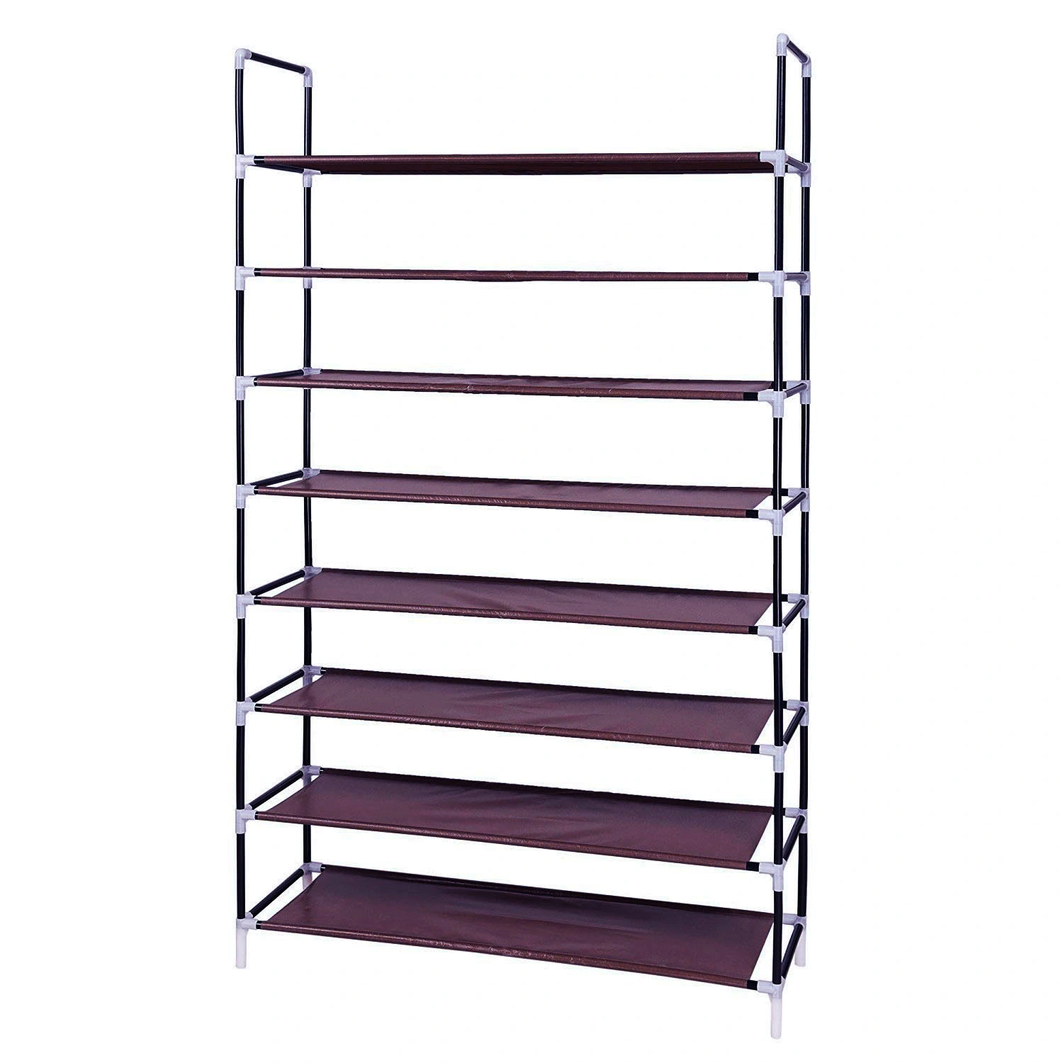 100cm Ultra Large Capacity 8 Layers Non-woven Fabrics & Steel Shoe Rack Dark Brown