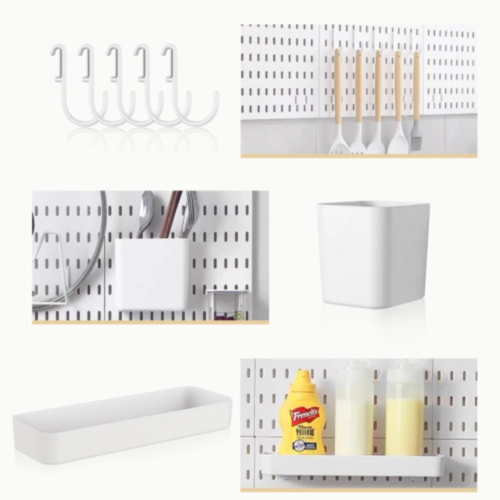 NEW White Wall Mounted Pegboard Tool Storage - Peg Board Set with Shelves & Hole Plate for Garage view 5