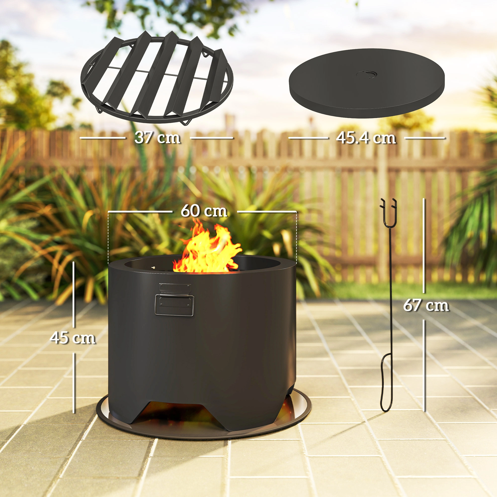 Fire Pit Table Propane Gas Outdoor Fire Pit Tabletop with Glass Rocks, 27 Inch Smokeless Wood Burning Fire Pit view 4