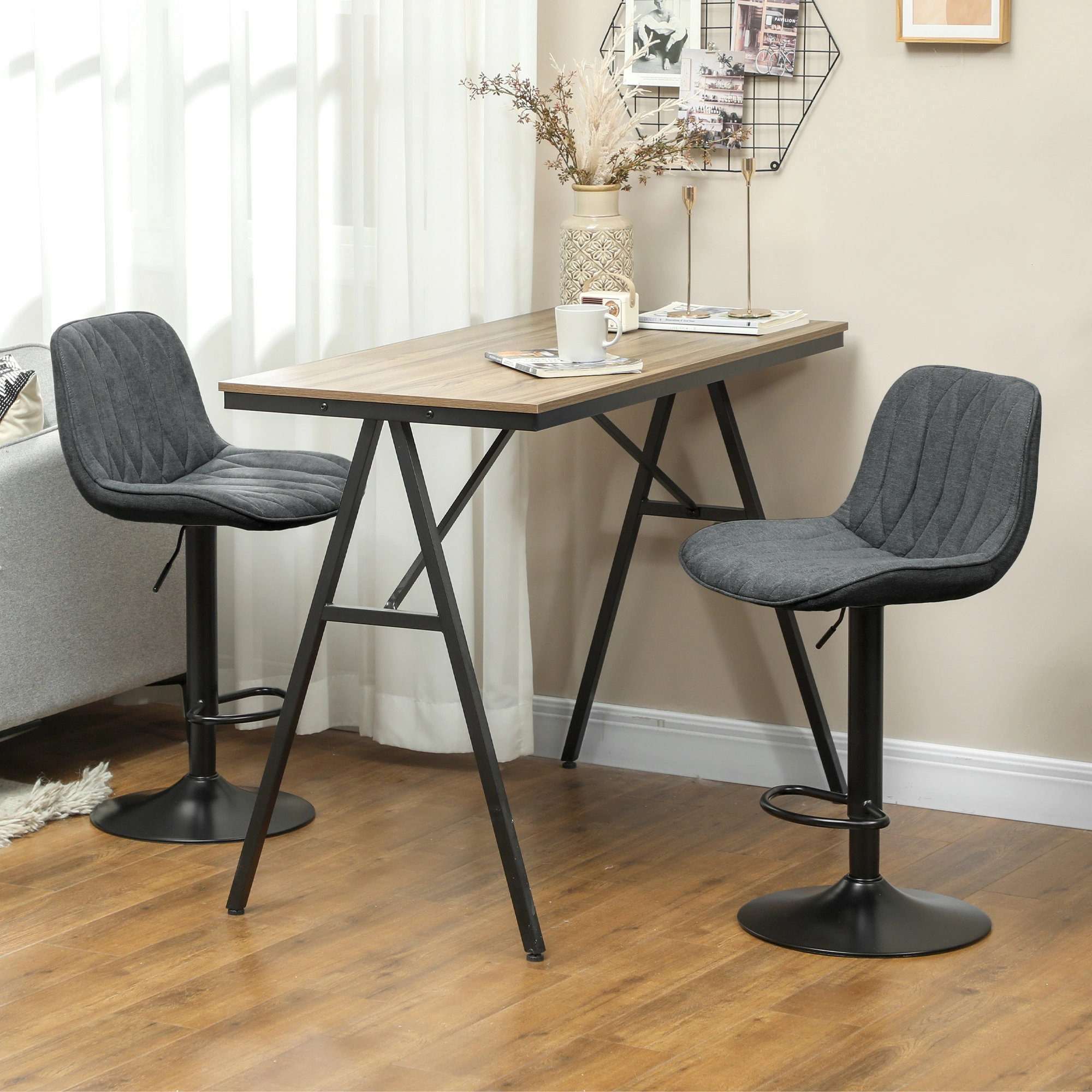 Adjustable Height Bar Stool, Swivel Counter Stool with Padded Seat, Modern Bar Chair for Kitchen Island