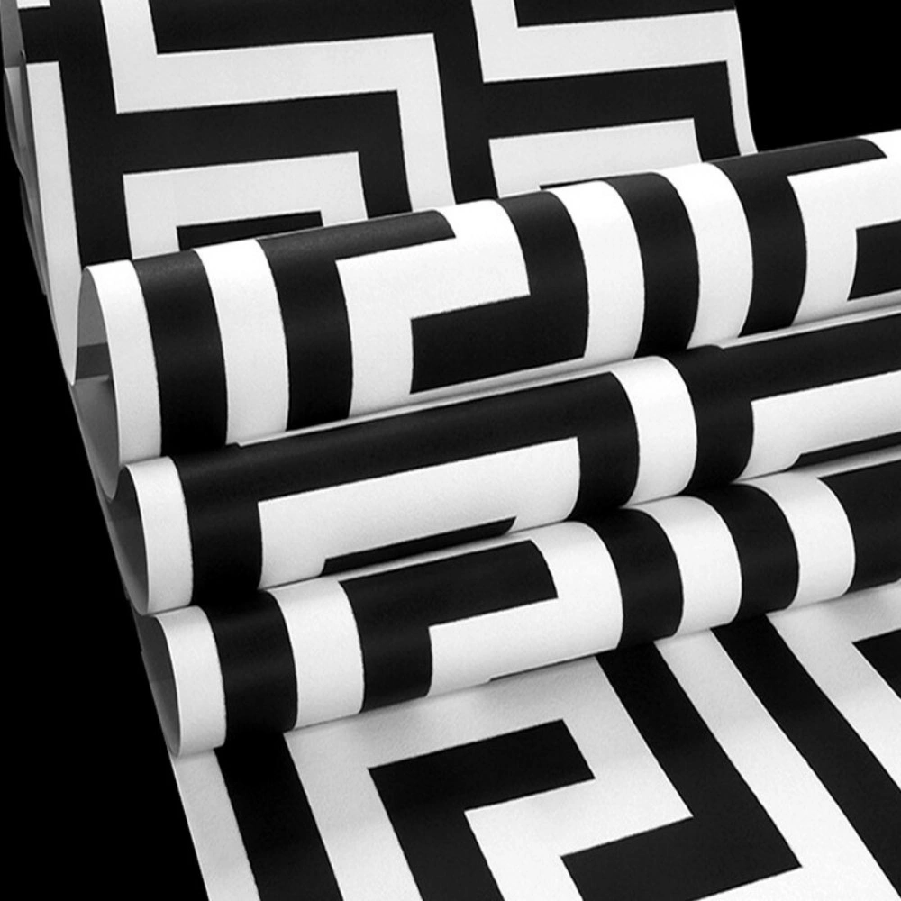 Debona Athena Greek Key Metallic Glitter Wallpaper - White & Black Decor view 4