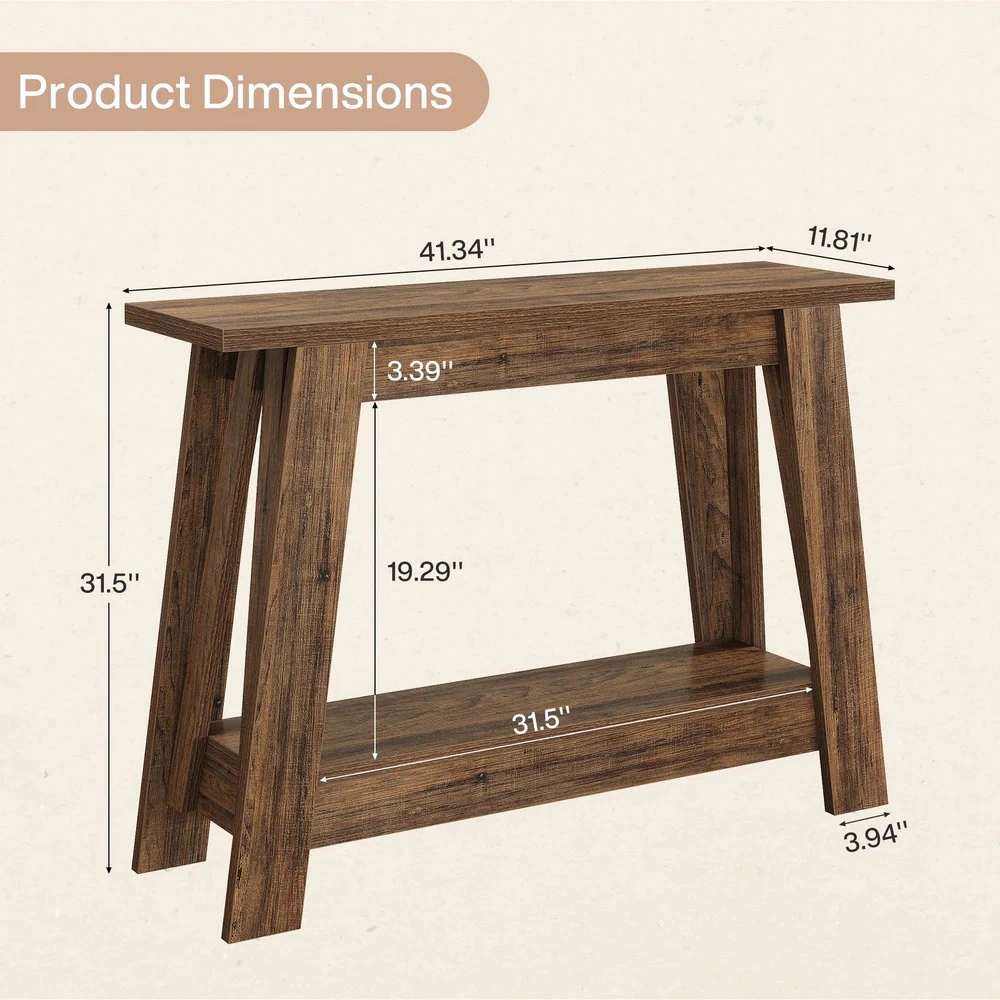 Modern Long Console Sofa Table with Storage Shelf for Entryway, Hallway, Living Room view 3
