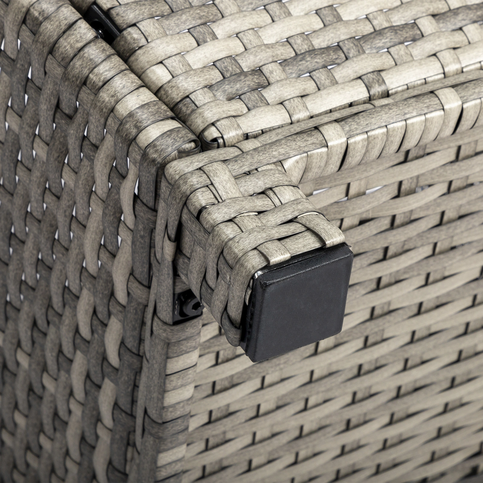 Outdoor PE Wicker Side Table with Storage, Grey Patio Storage Bin Container for Hose Cushion Towel view 8