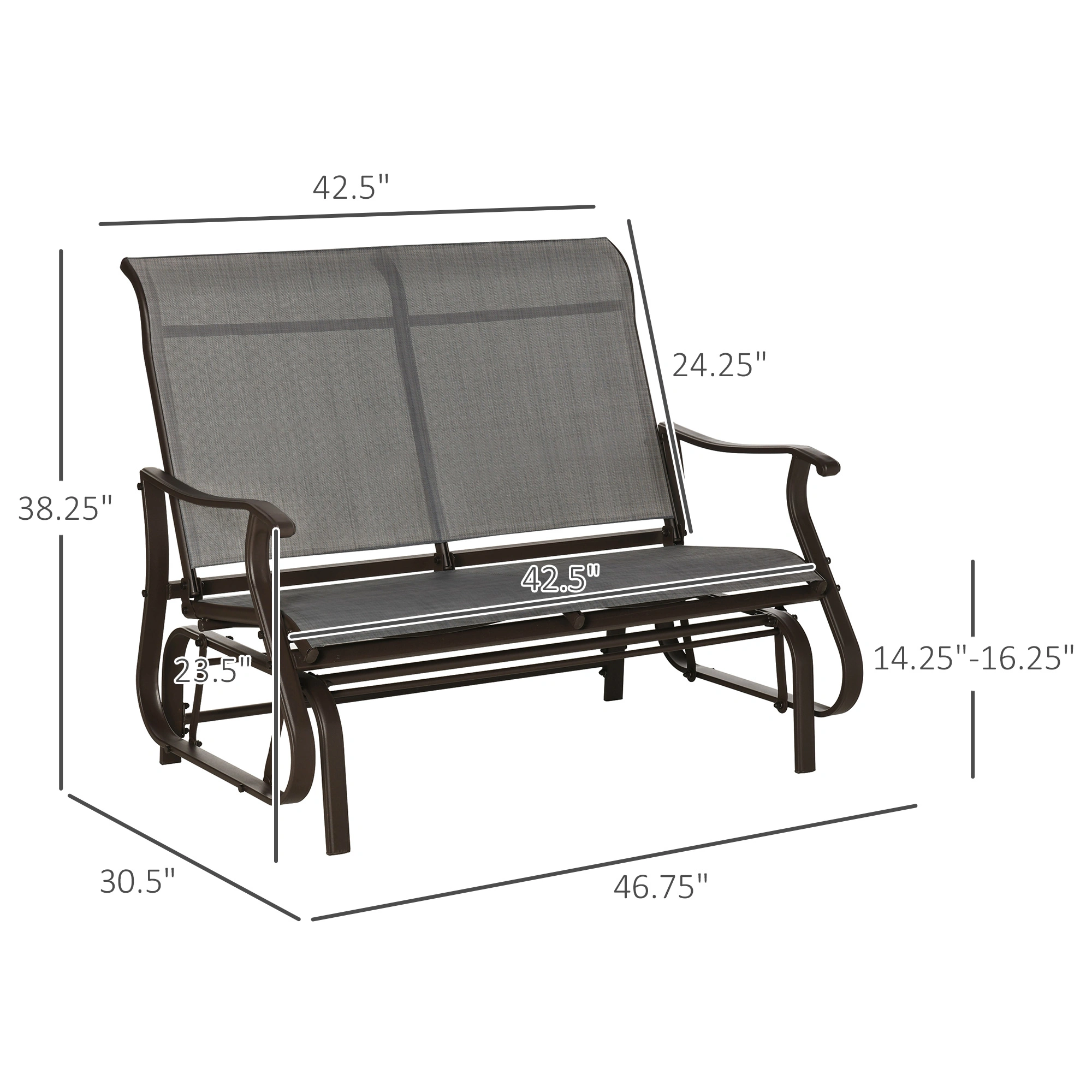 Outdoor Garden Bench, 60" Metal Patio Bench with Backrest, Powder-Coated Garden Chair for Yard, Lawn, Outdoor Living view 3