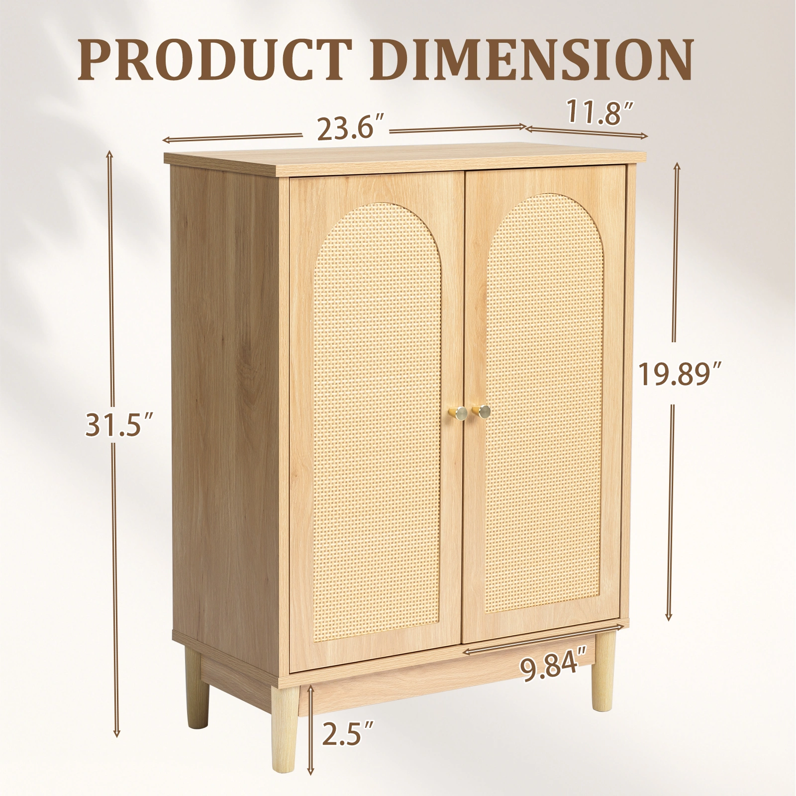 Natural wood color, particleboard with melamine veneer and rattan finish, 60*30*80cm, double doors, bathroom vanity view 10