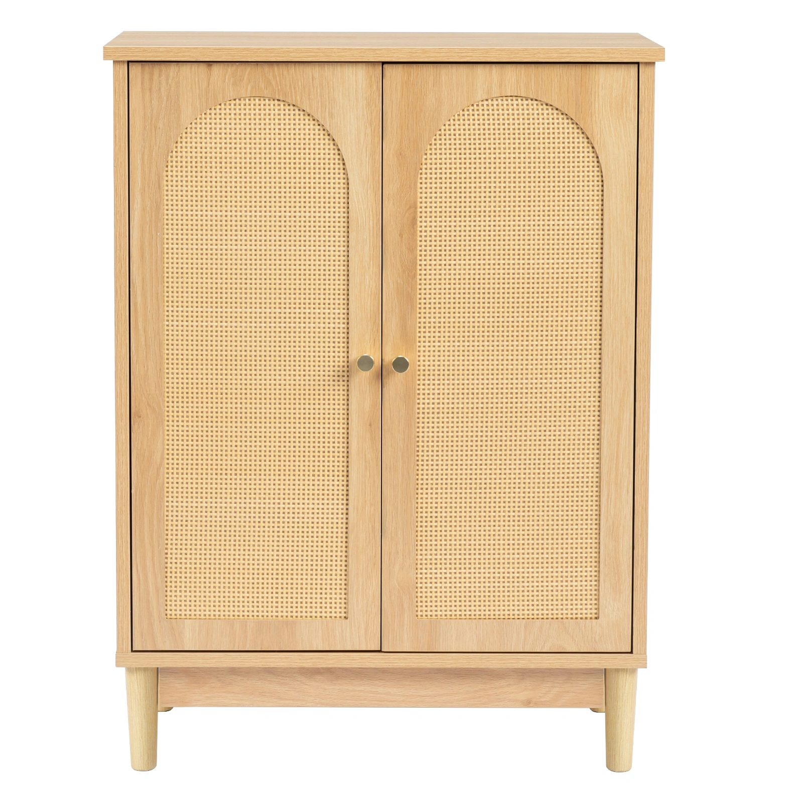 Natural wood color, particleboard with melamine veneer and rattan finish, 60*30*80cm, double doors, bathroom vanity view 18