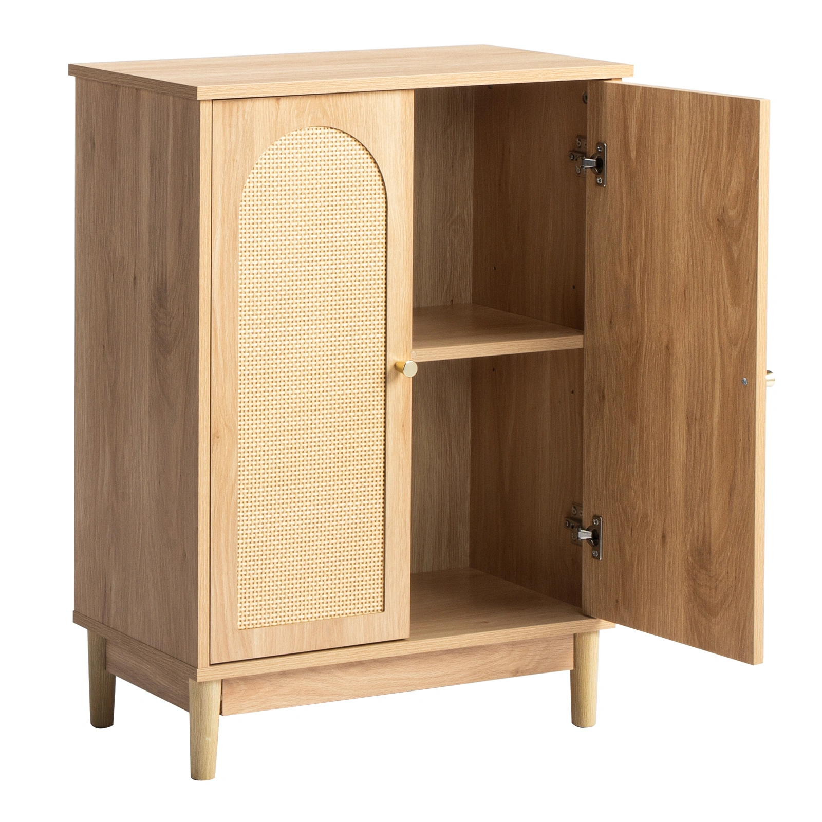 Natural wood color, particleboard with melamine veneer and rattan finish, 60*30*80cm, double doors, bathroom vanity view 2