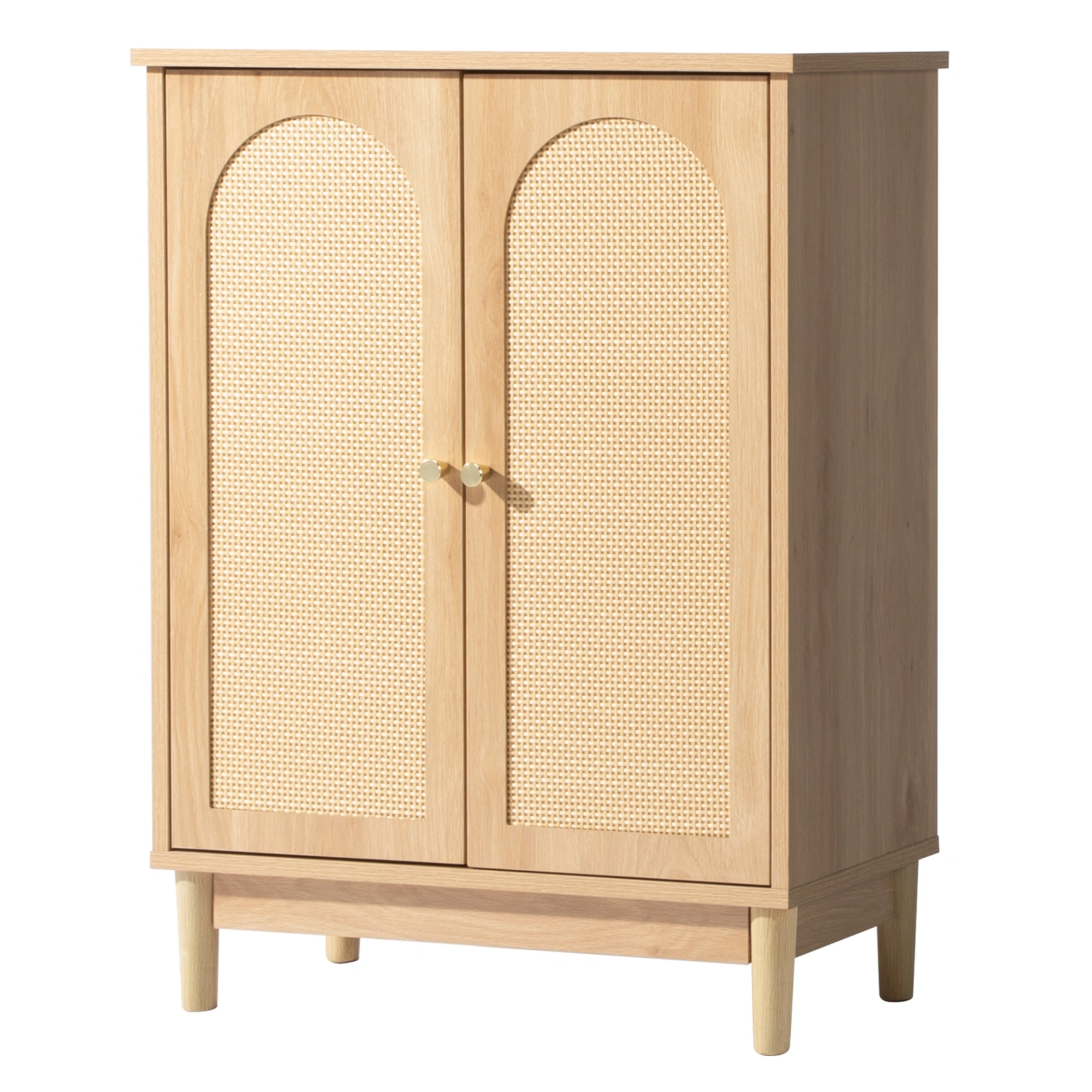Natural wood color, particleboard with melamine veneer and rattan finish, 60*30*80cm, double doors, bathroom vanity view 4