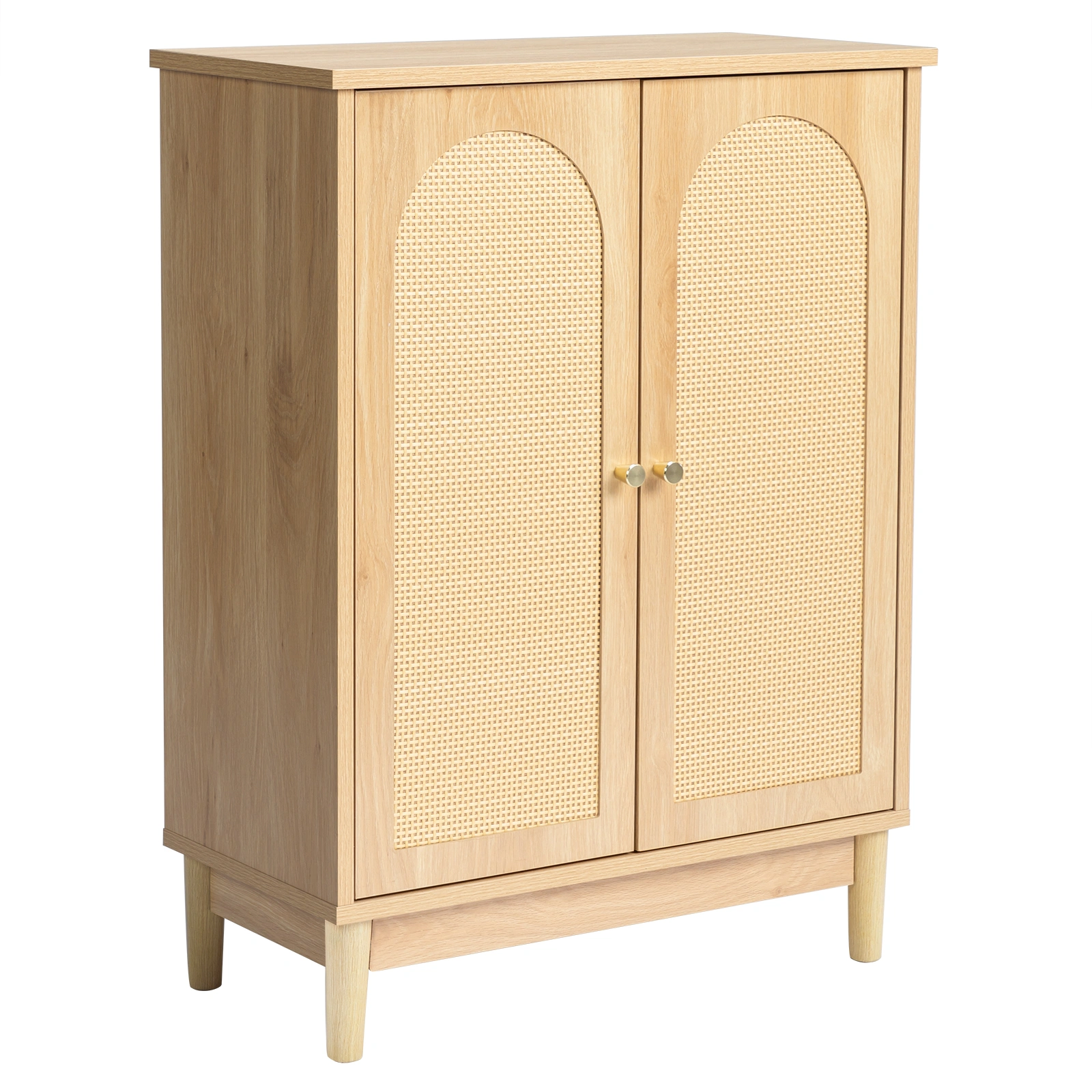 Natural wood color, particleboard with melamine veneer and rattan finish, 60*30*80cm, double doors, bathroom vanity view 5