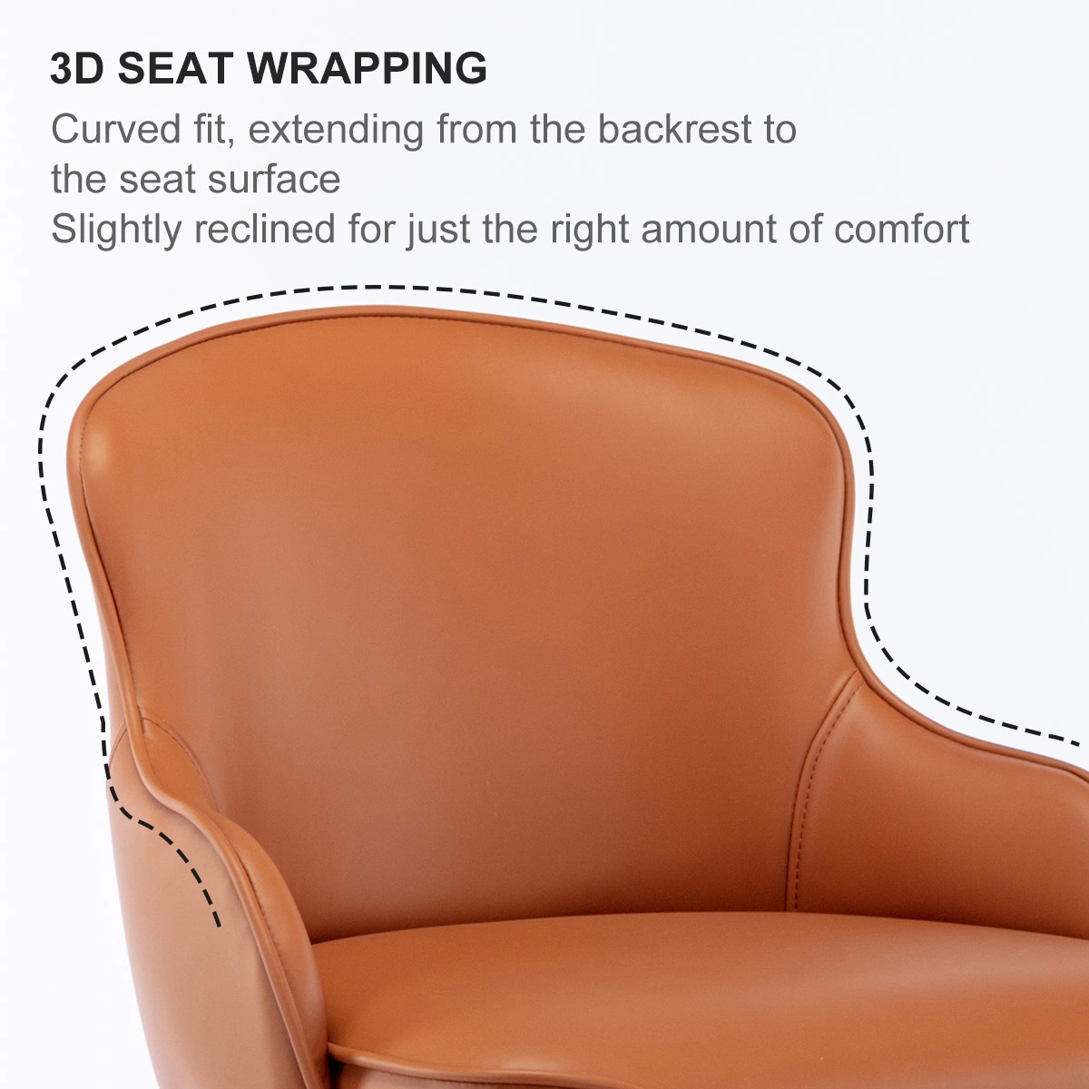 Modern Leather Bar Stool with Backrest, Adjustable Height Swivel Chair, Stainless Steel Frame, Brown, 1pc view 4