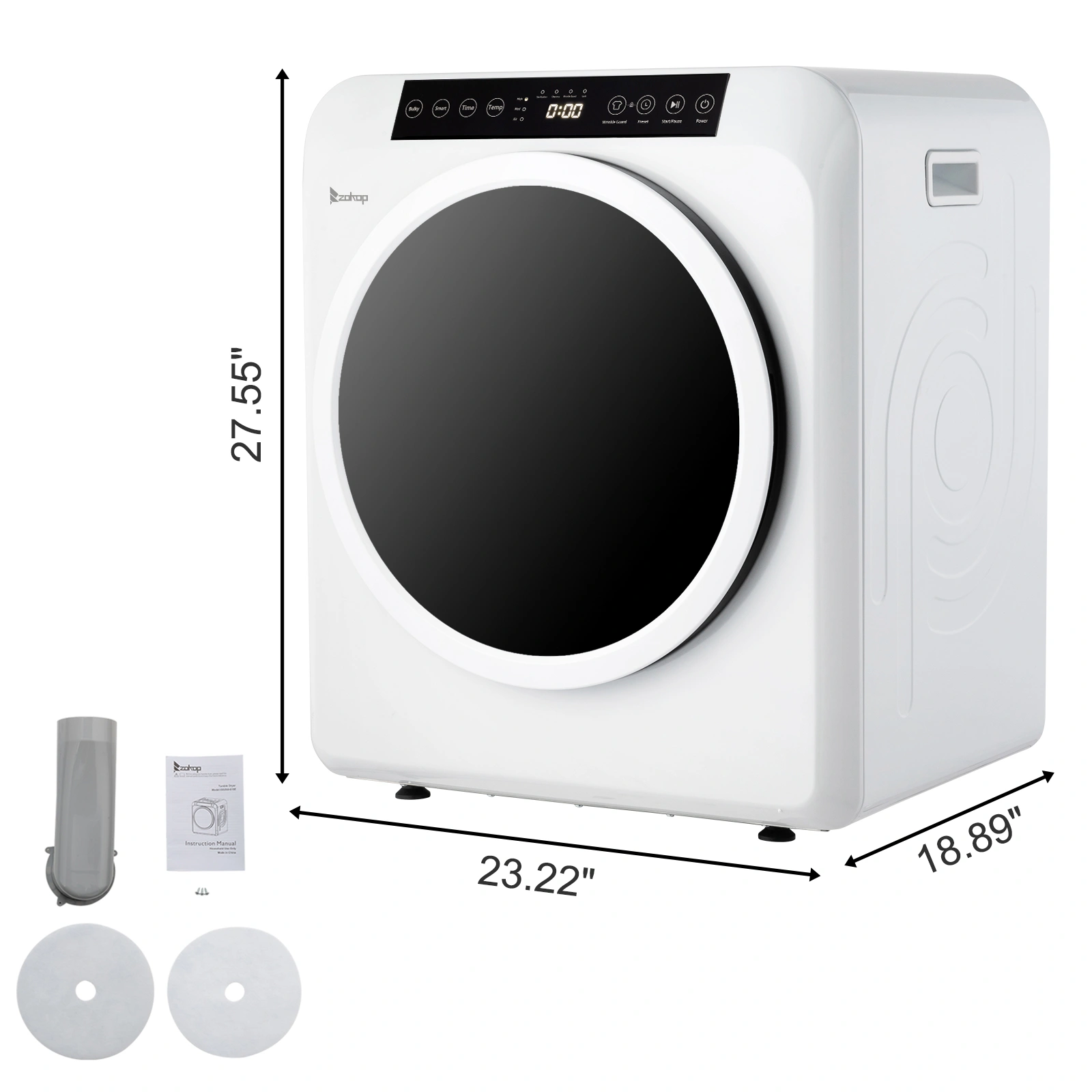GDZ60-618E Upgraded 6kg Drum Dryer with LCD Screen UV Sterilization, White - 2 Cotton Filters Included view 10