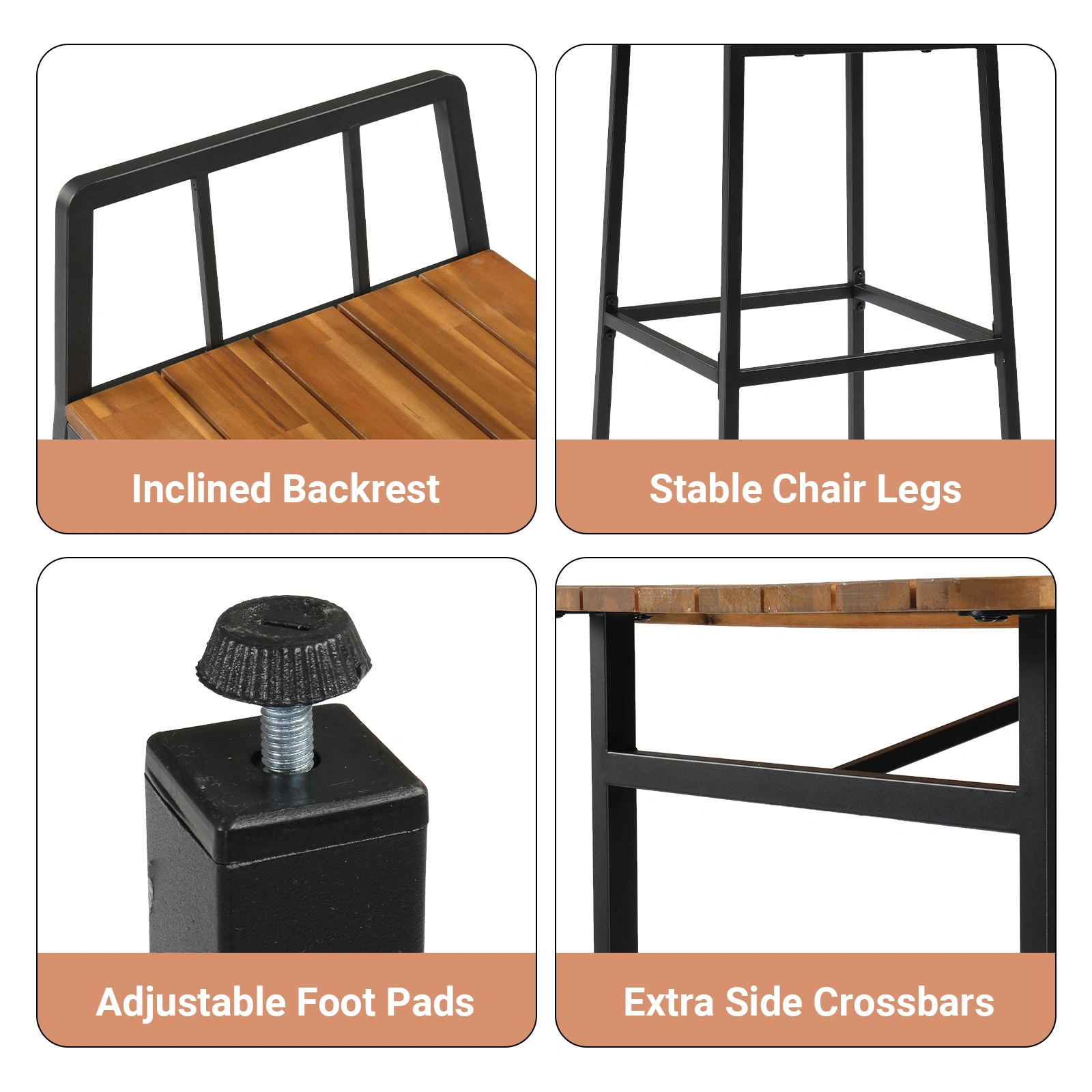 5-Piece Acacia Wood Garden Table and Chair Set view 2