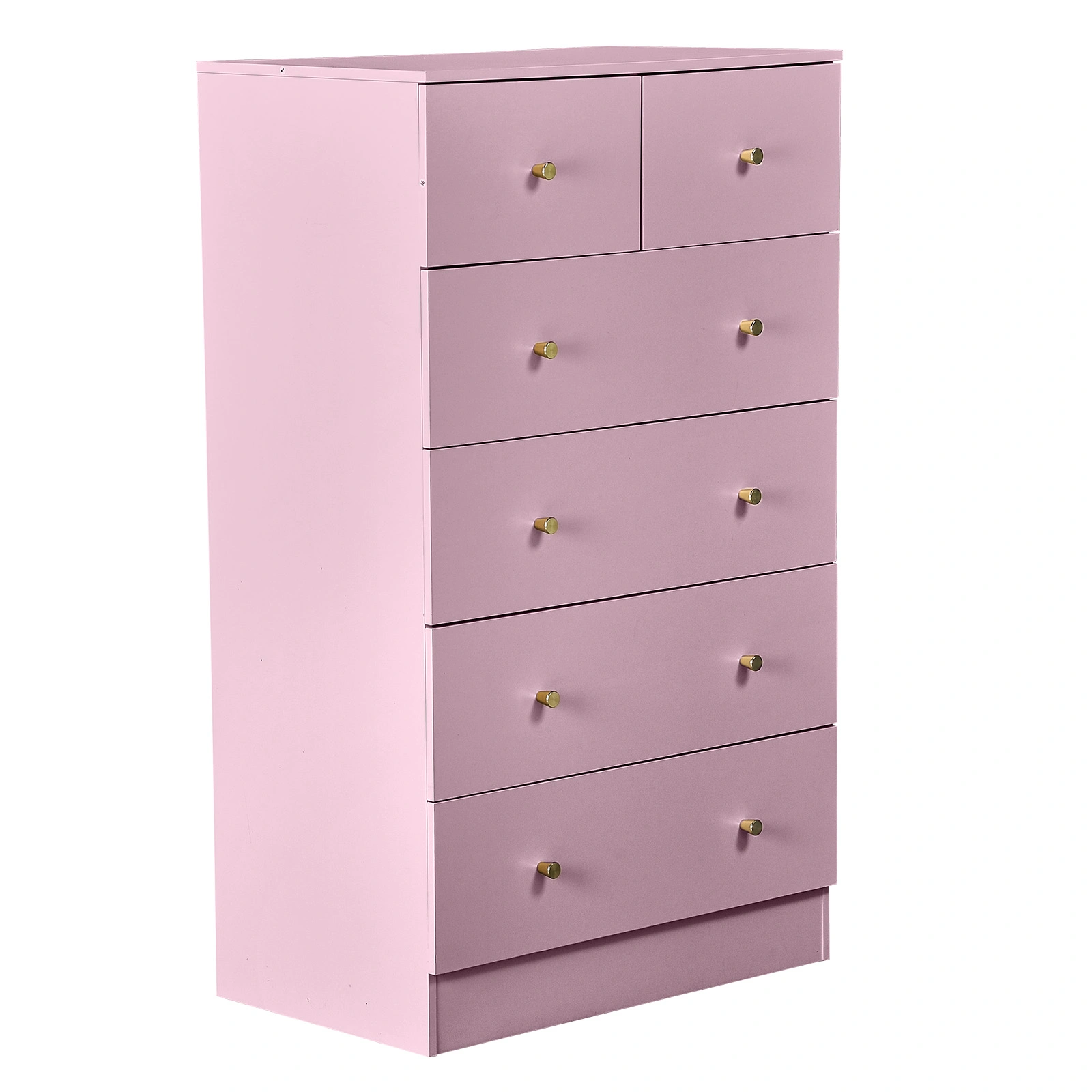 25.98"*15.75"*43.7"(L*W*D) 5-Tier 6-Drawer Cabinet Drawer Dresser with Gold Handles Macaron Pink view 2