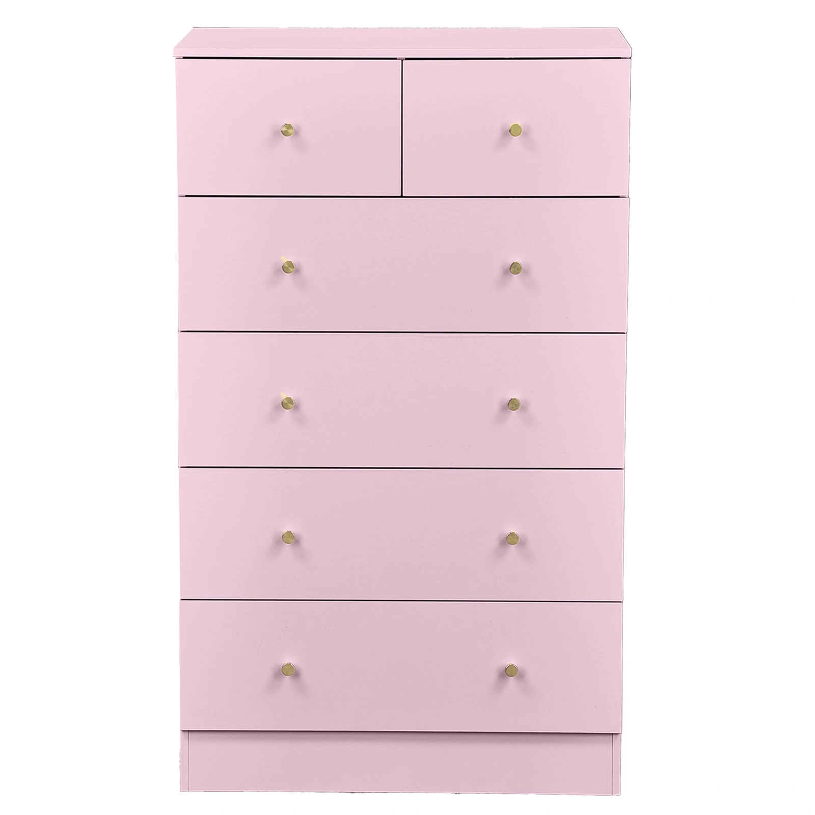 25.98"*15.75"*43.7"(L*W*D) 5-Tier 6-Drawer Cabinet Drawer Dresser with Gold Handles Macaron Pink view 3