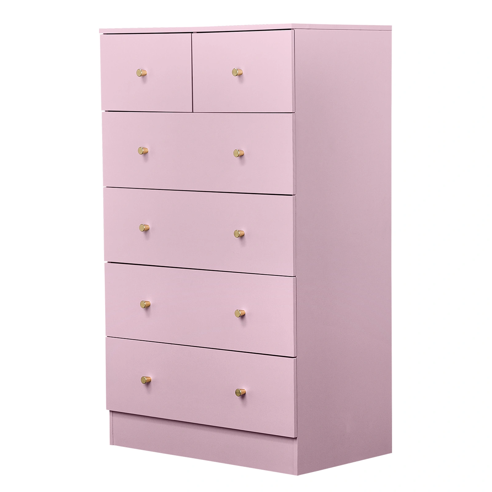 25.98"*15.75"*43.7"(L*W*D) 5-Tier 6-Drawer Cabinet Drawer Dresser with Gold Handles Macaron Pink view 4