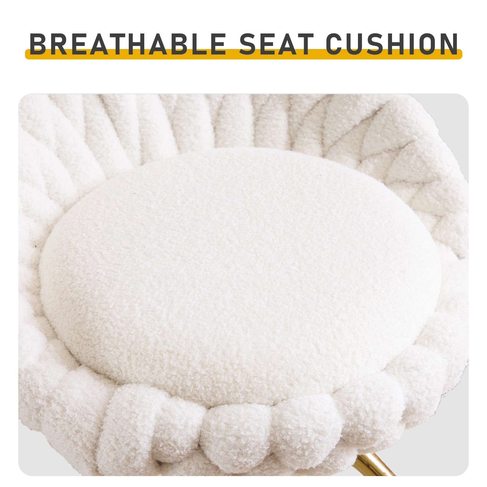 2pcs Teddy Velvet Gold-plated Iron Feet Bar Stool Weaving Style White With Swivel view 8