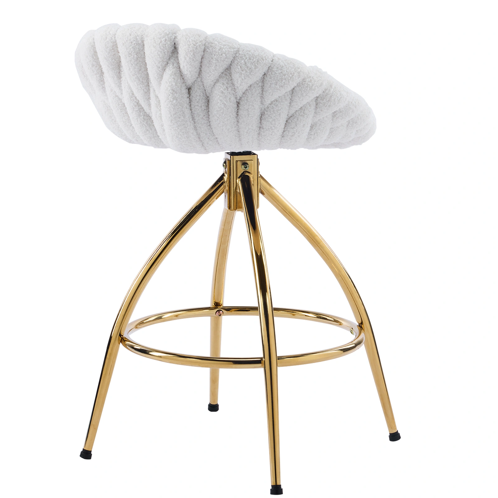 2pcs Teddy Velvet Gold-plated Iron Feet Bar Stool Weaving Style White With Swivel view 9