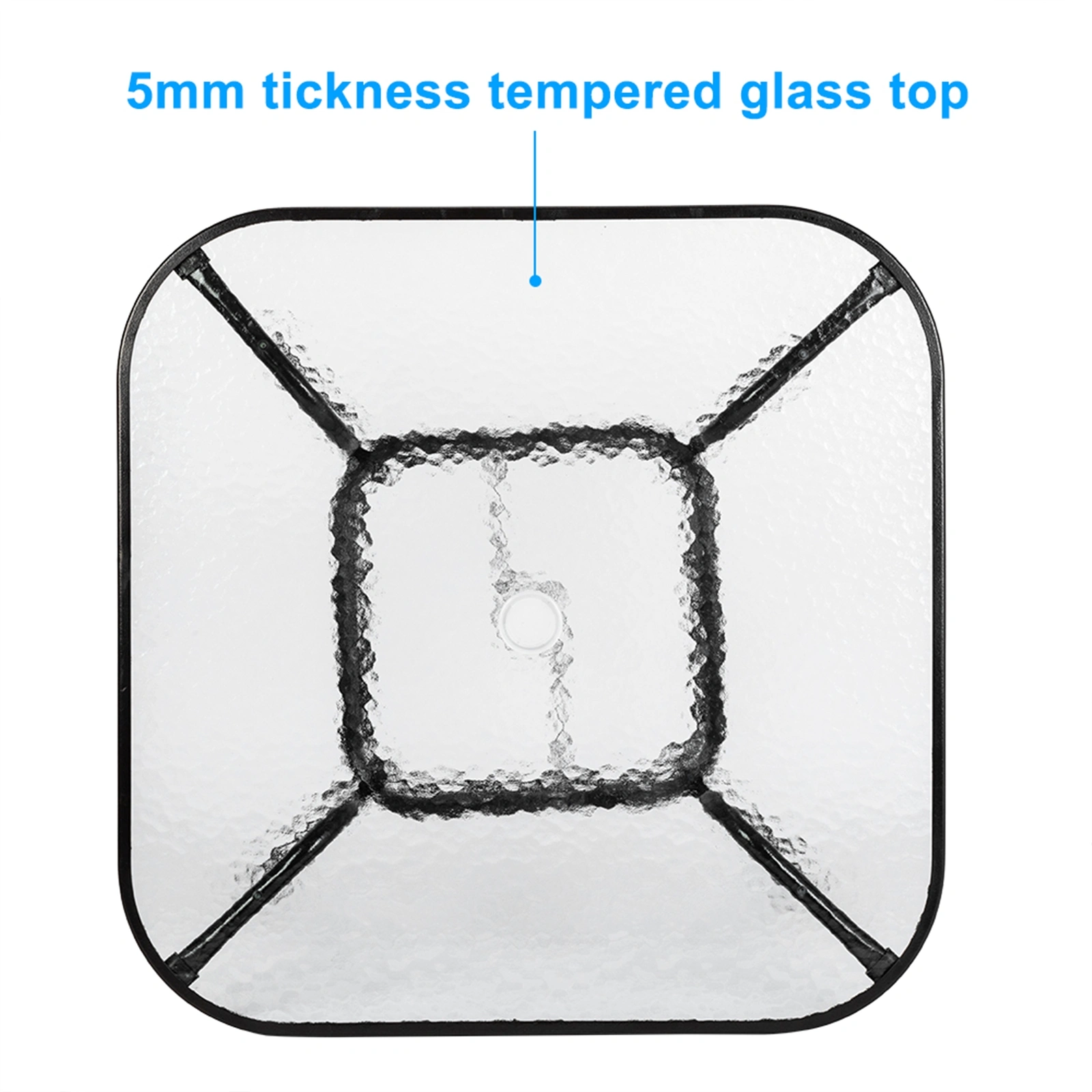 Outdoor Dining Table Square Toughened Glass Table Yard Garden Glass Table view 5