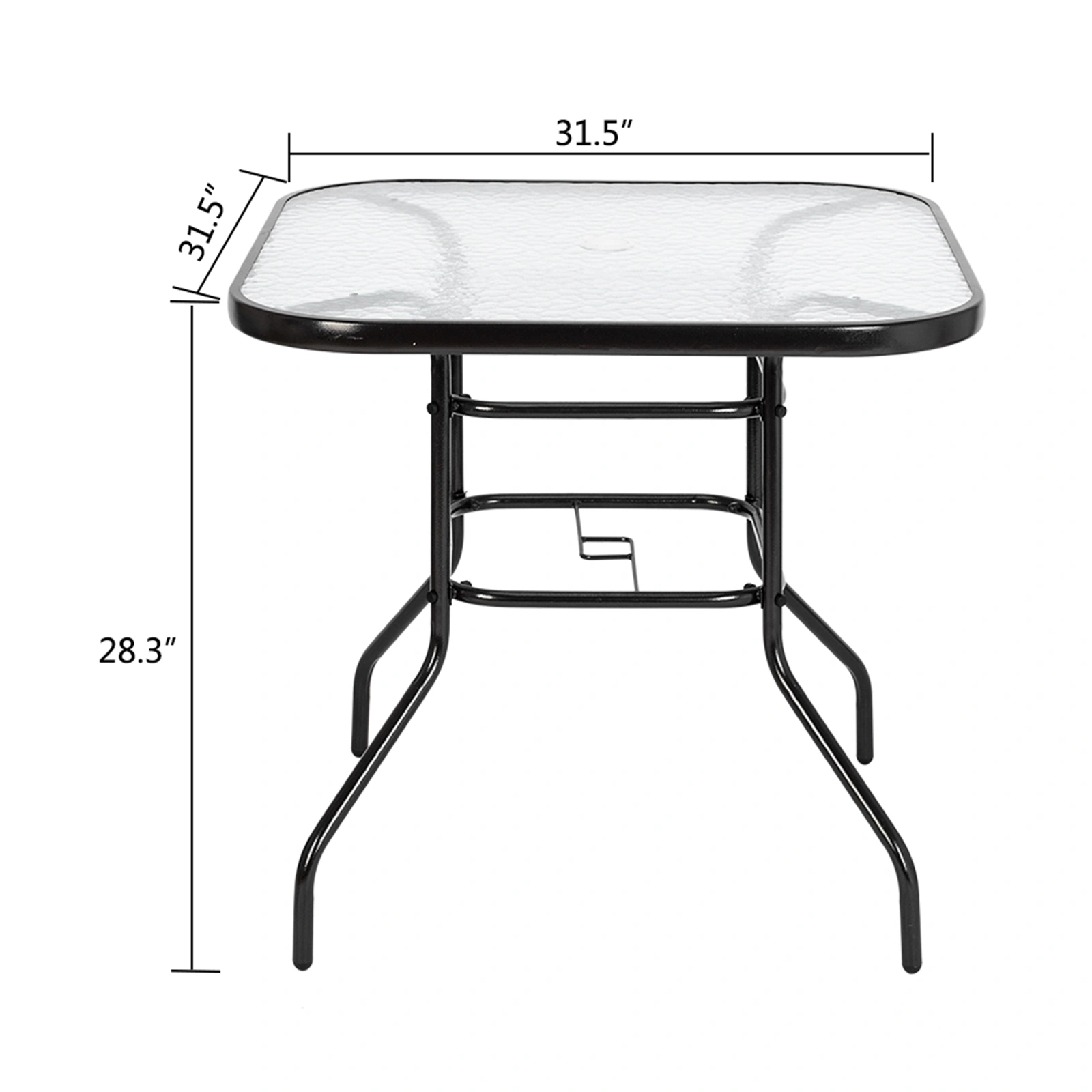 Outdoor Dining Table Square Toughened Glass Table Yard Garden Glass Table view 8