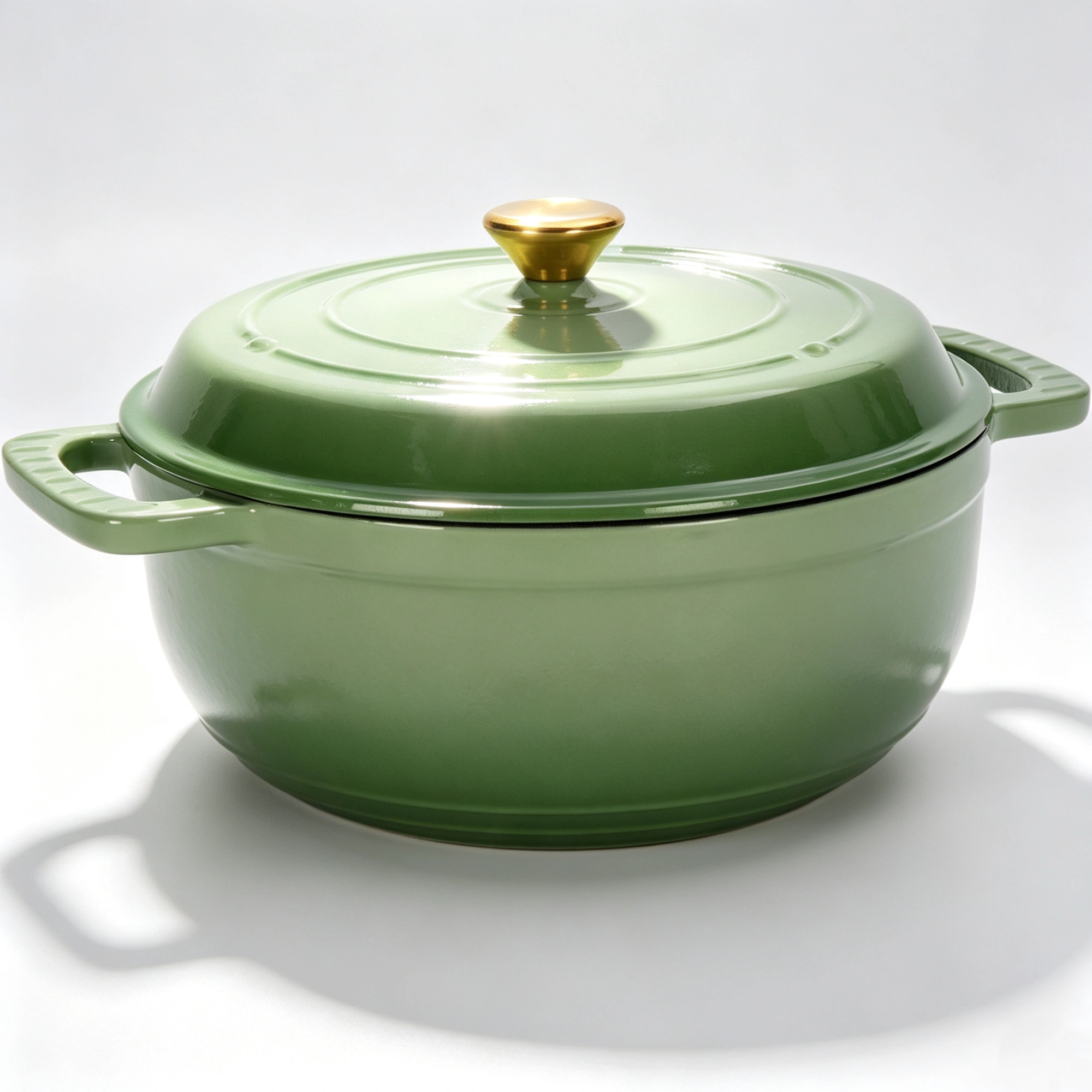 6QT Cast Iron Enamel Pot Gradient Red with 2 Silicone Gloves view 10