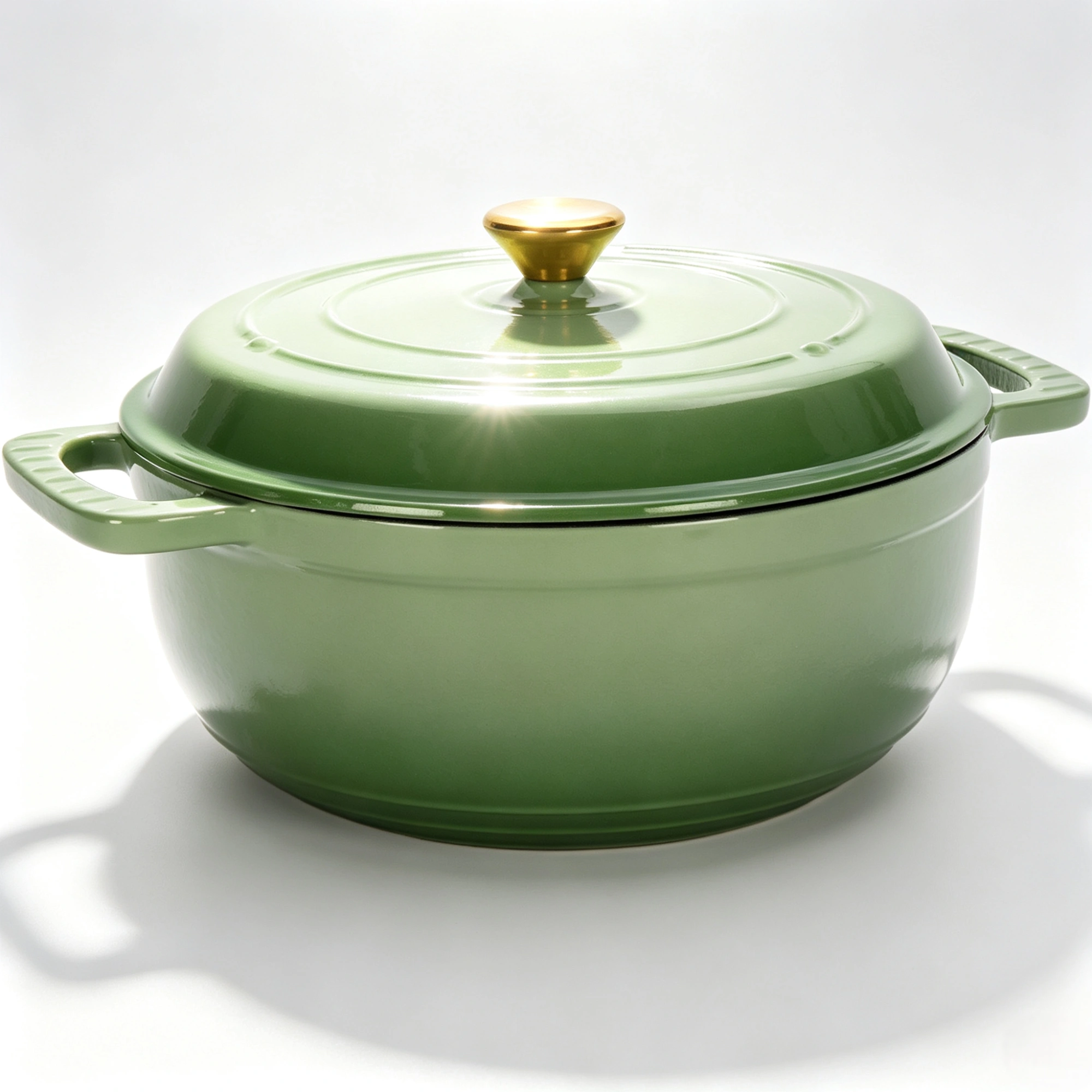 6QT Cast Iron Enamel Pot Gradient Red with 2 Silicone Gloves view 6