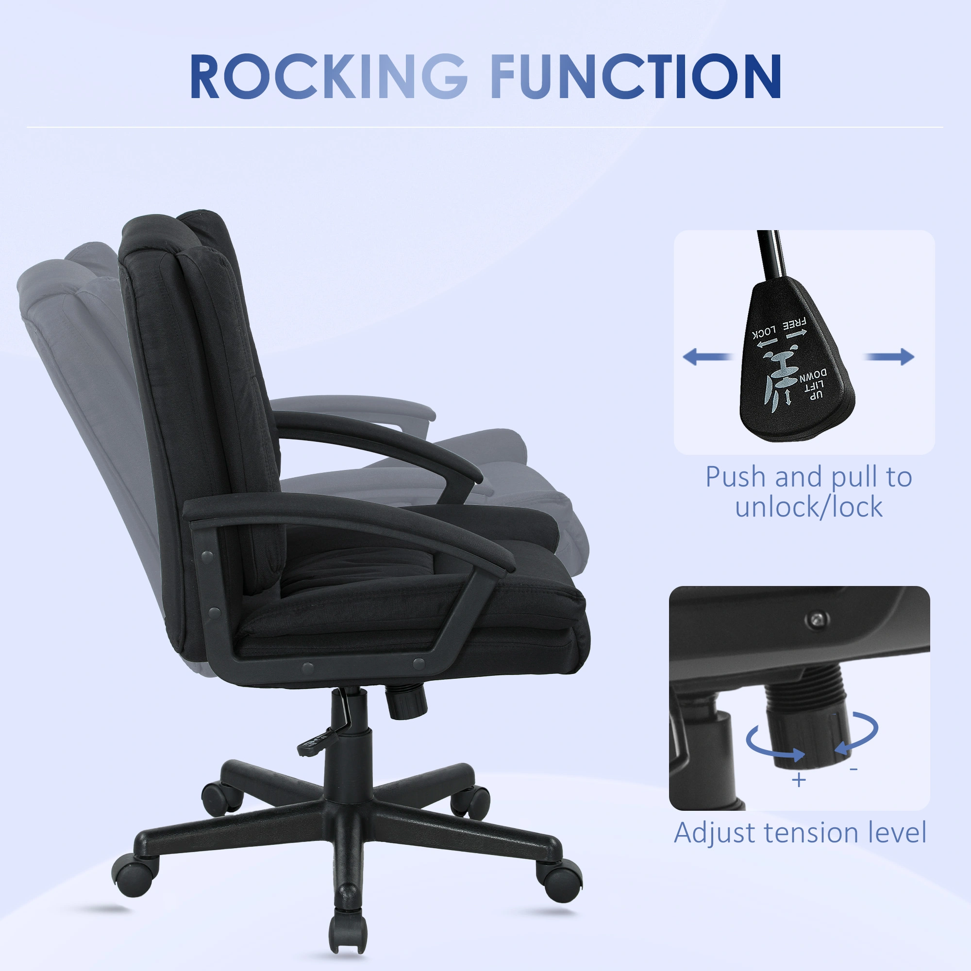 Ergonomic Massage Office Chair with Lumbar Support, High Back Swivel Chair for Home & Office view 3