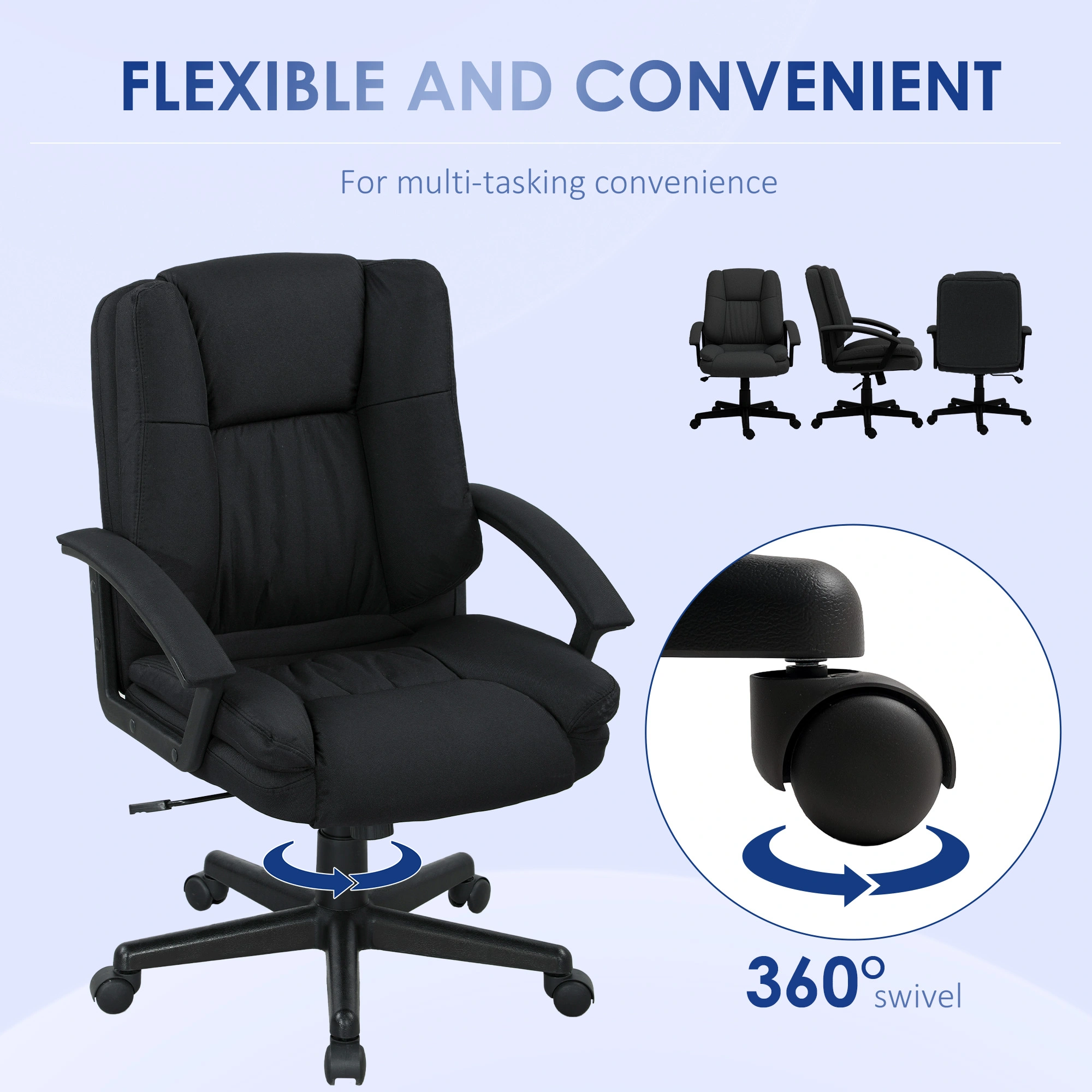 Ergonomic Massage Office Chair with Lumbar Support, High Back Swivel Chair for Home & Office view 5