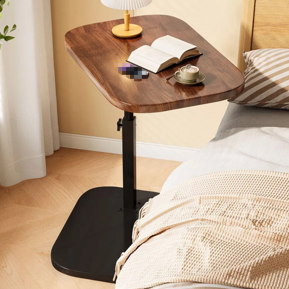 Adjustable C Shaped Side Table Sofa Side End Table Reading Lamp Table Living Room Bedroom Coffee Laptop Desk