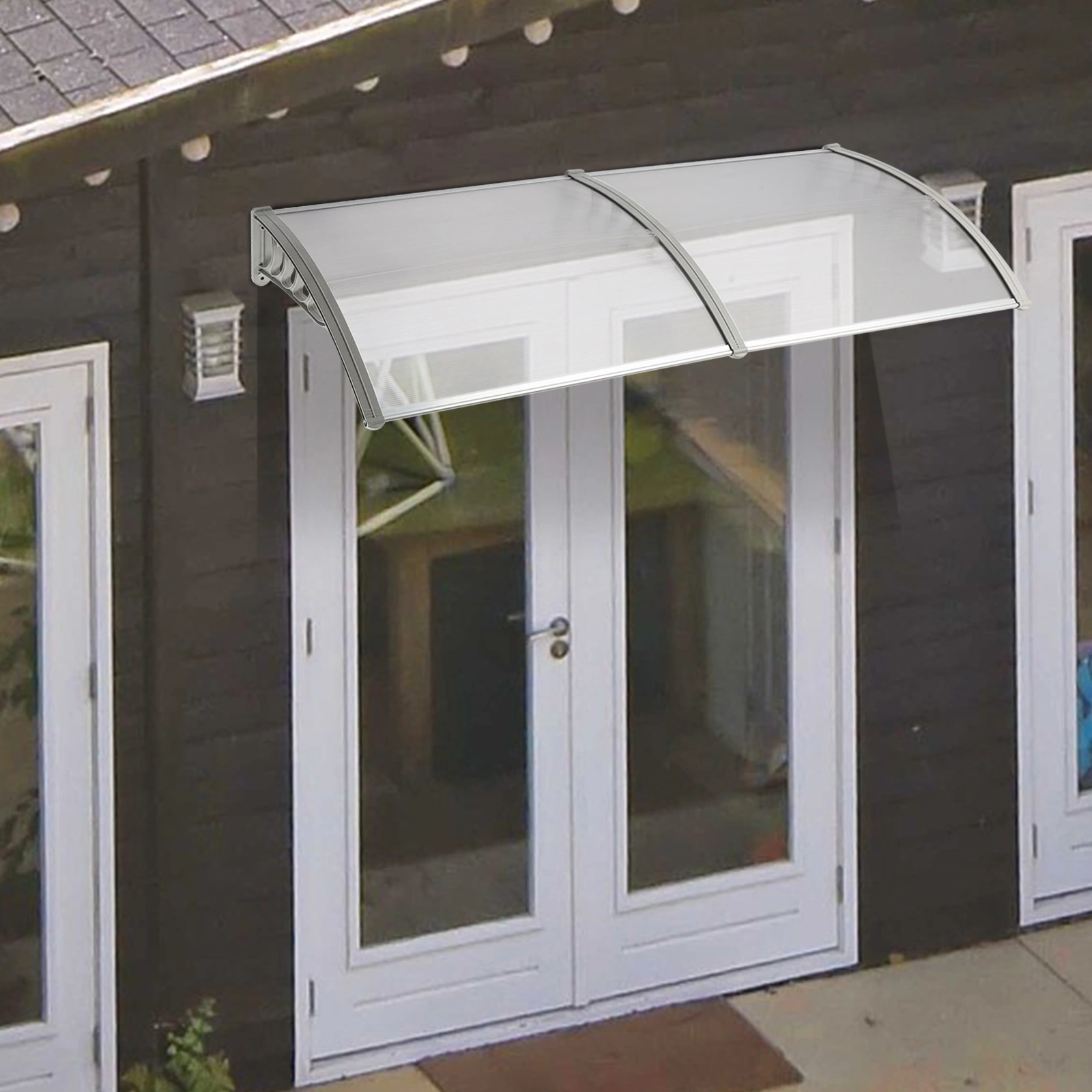 HT-200 x 100 Household Application Door & Window Rain Cover Eaves Canopy Silver & Gray Bracket view 21