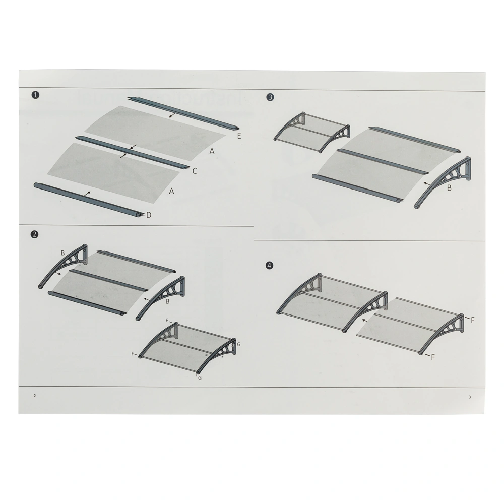HT-200 x 100 Household Application Door & Window Rain Cover Eaves Canopy Silver & Gray Bracket view 24