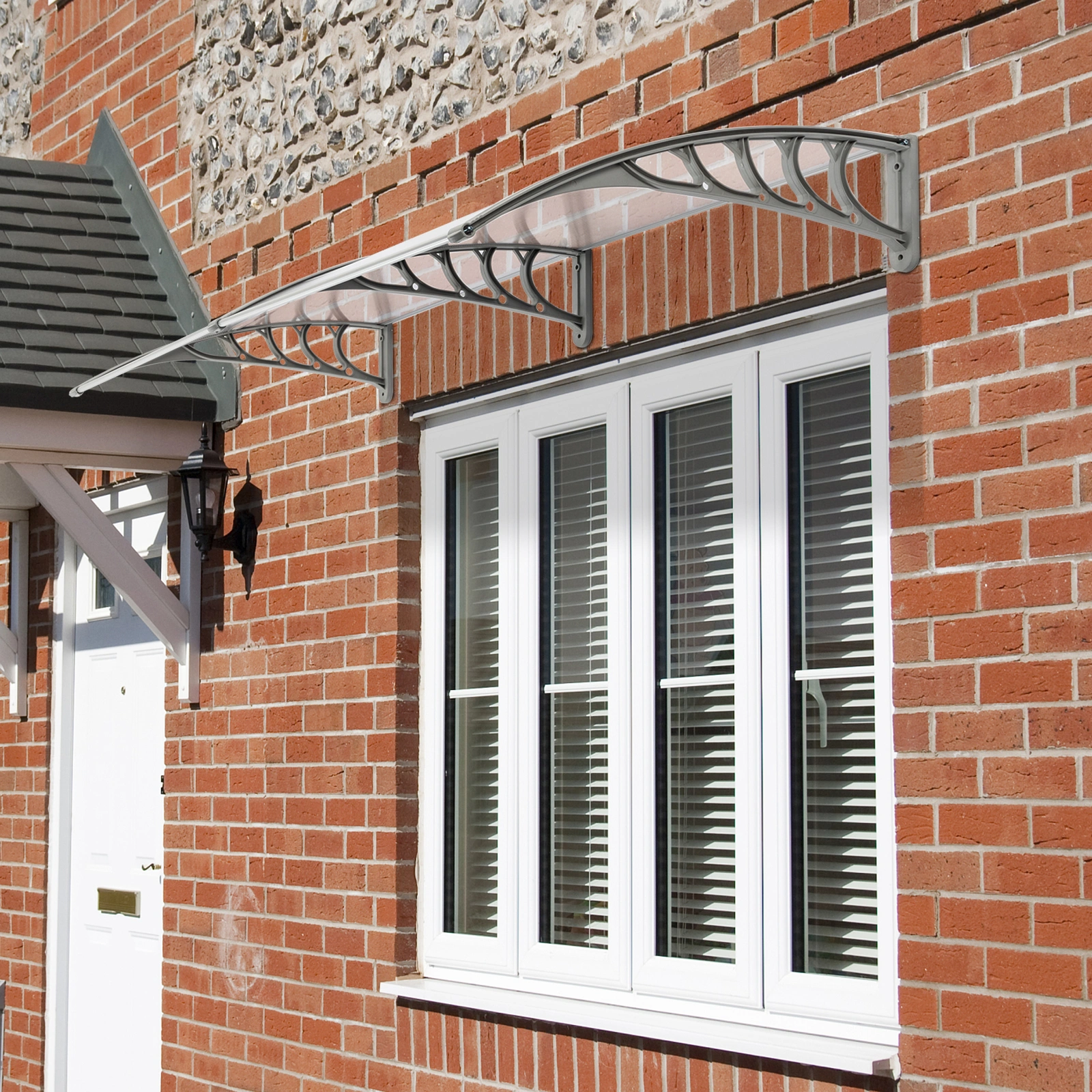 HT-200 x 100 Household Application Door & Window Rain Cover Eaves Canopy Silver & Gray Bracket view 31