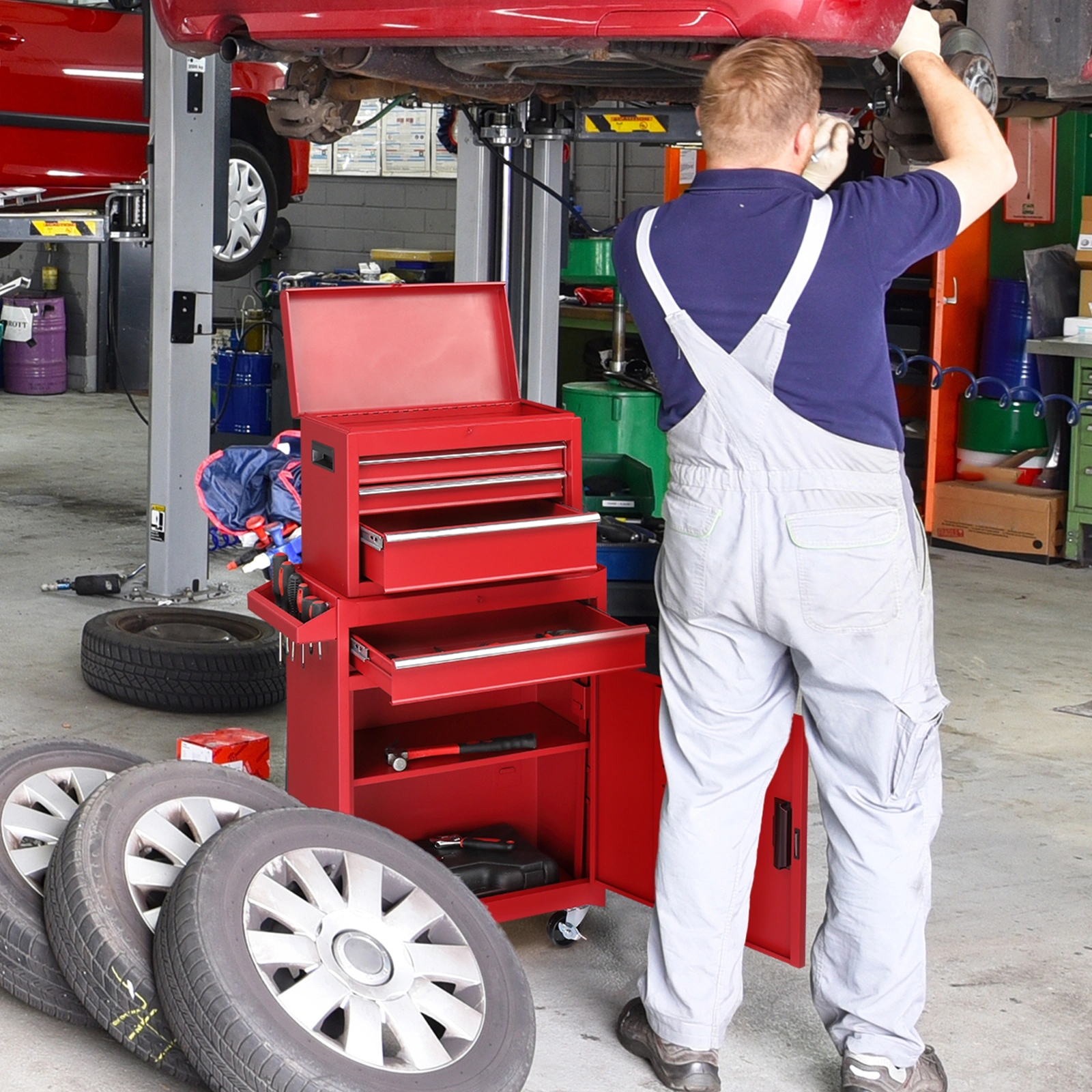 Repair tool cart Red view 10