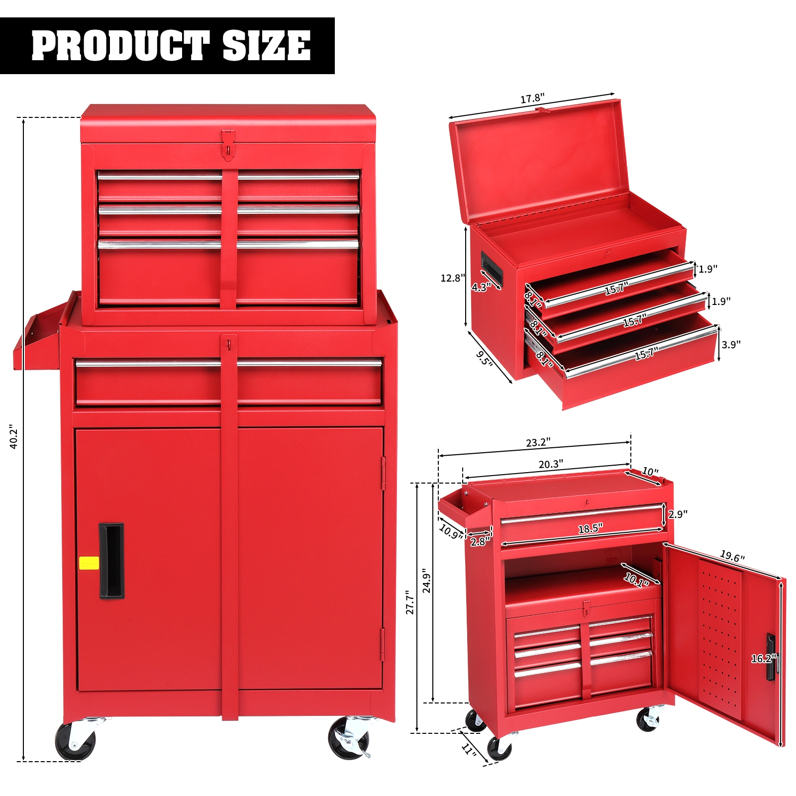 Repair tool cart Red view 13