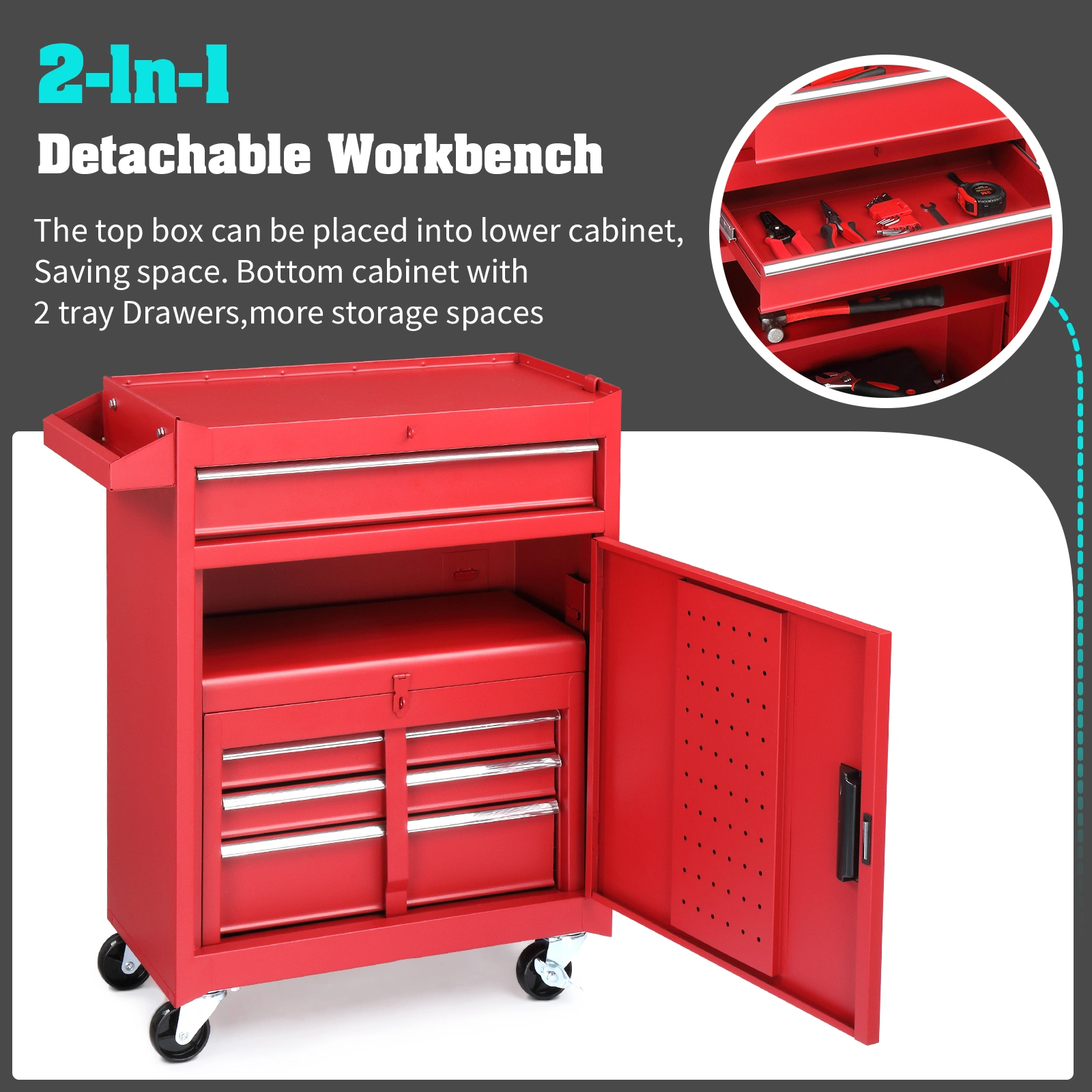 Repair tool cart Red view 8
