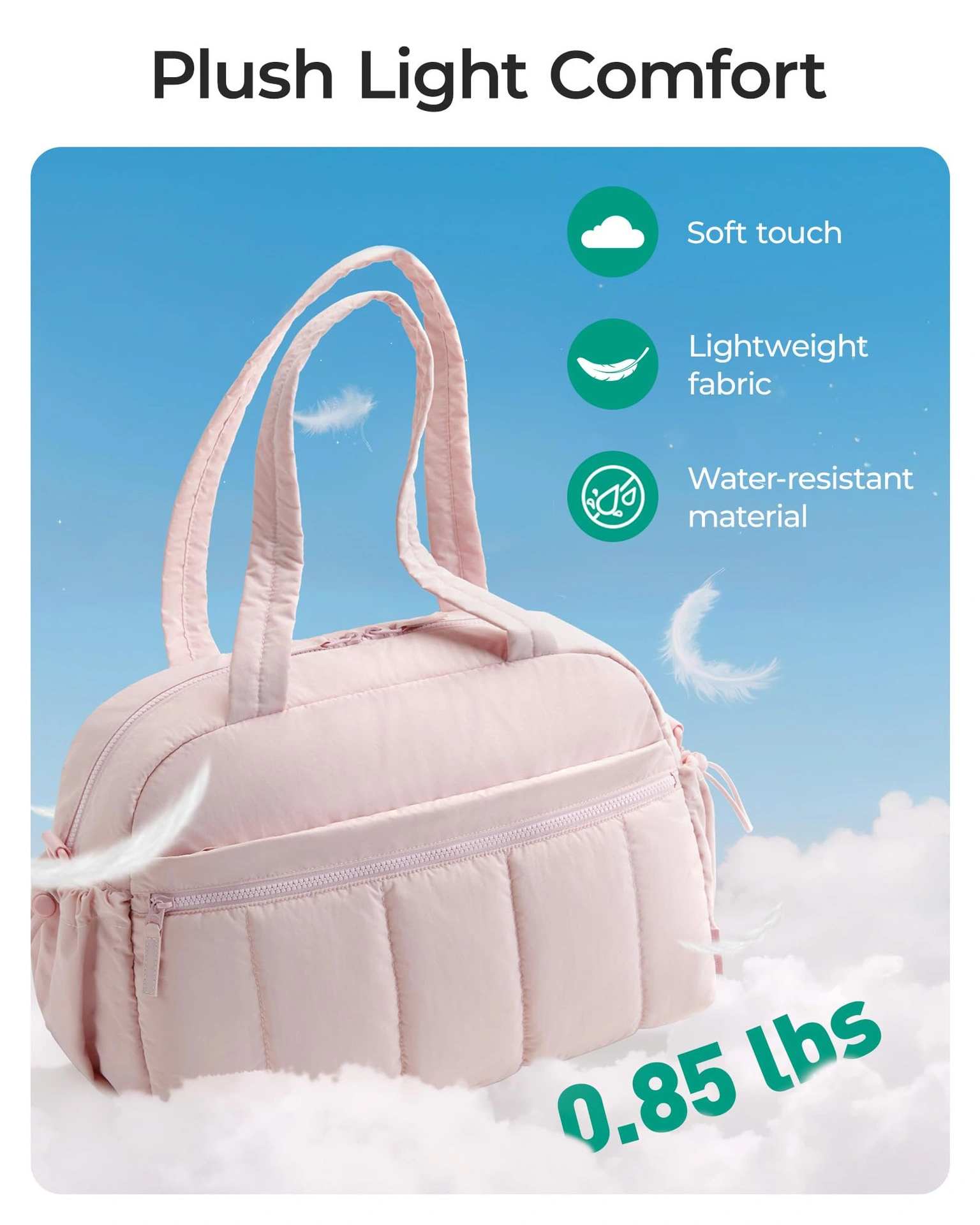 Purple large capacity slit fluffy shoulder bag, waterproof portable luggage tote bag, multi zipper pocket design, sports and fitness travel handbag view 5