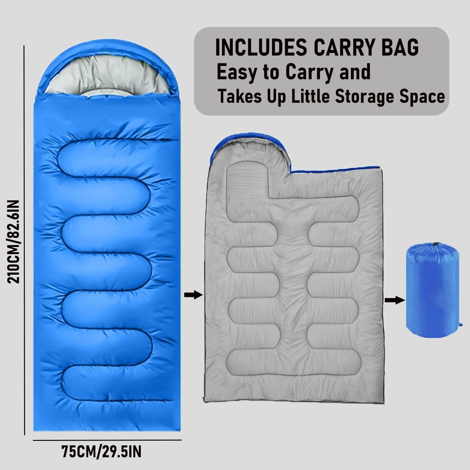 4 Season Single Sleeping Bag Waterproof Outdoor Camping Hiking Envelope Zip Bags-blue view 3