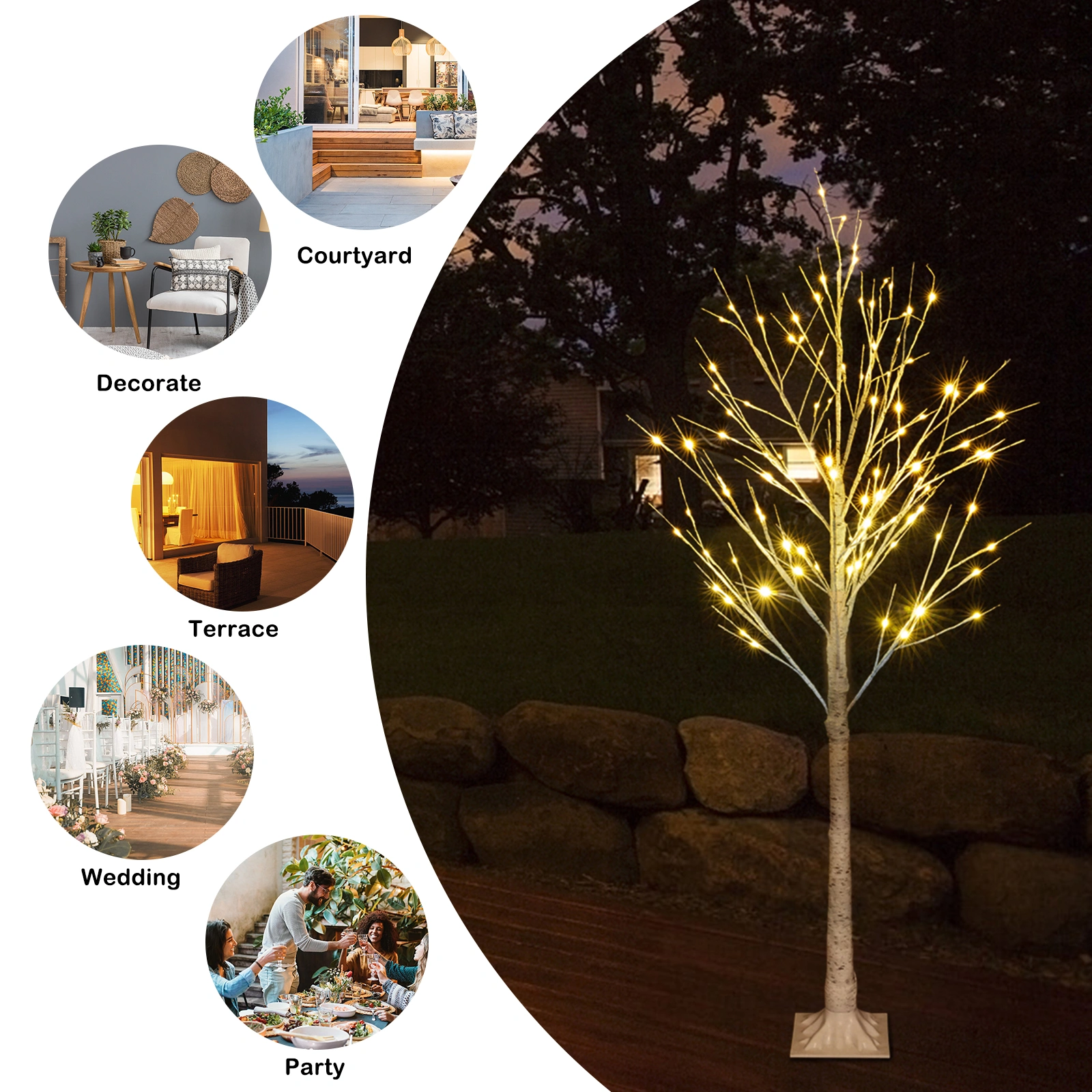 5FT Snowflake Christmas Tree Pre-Lit with 72 LED Lights, Flocked Artificial Snowflake Tree for Indoor Outdoor Holiday Christmas Decor view 3