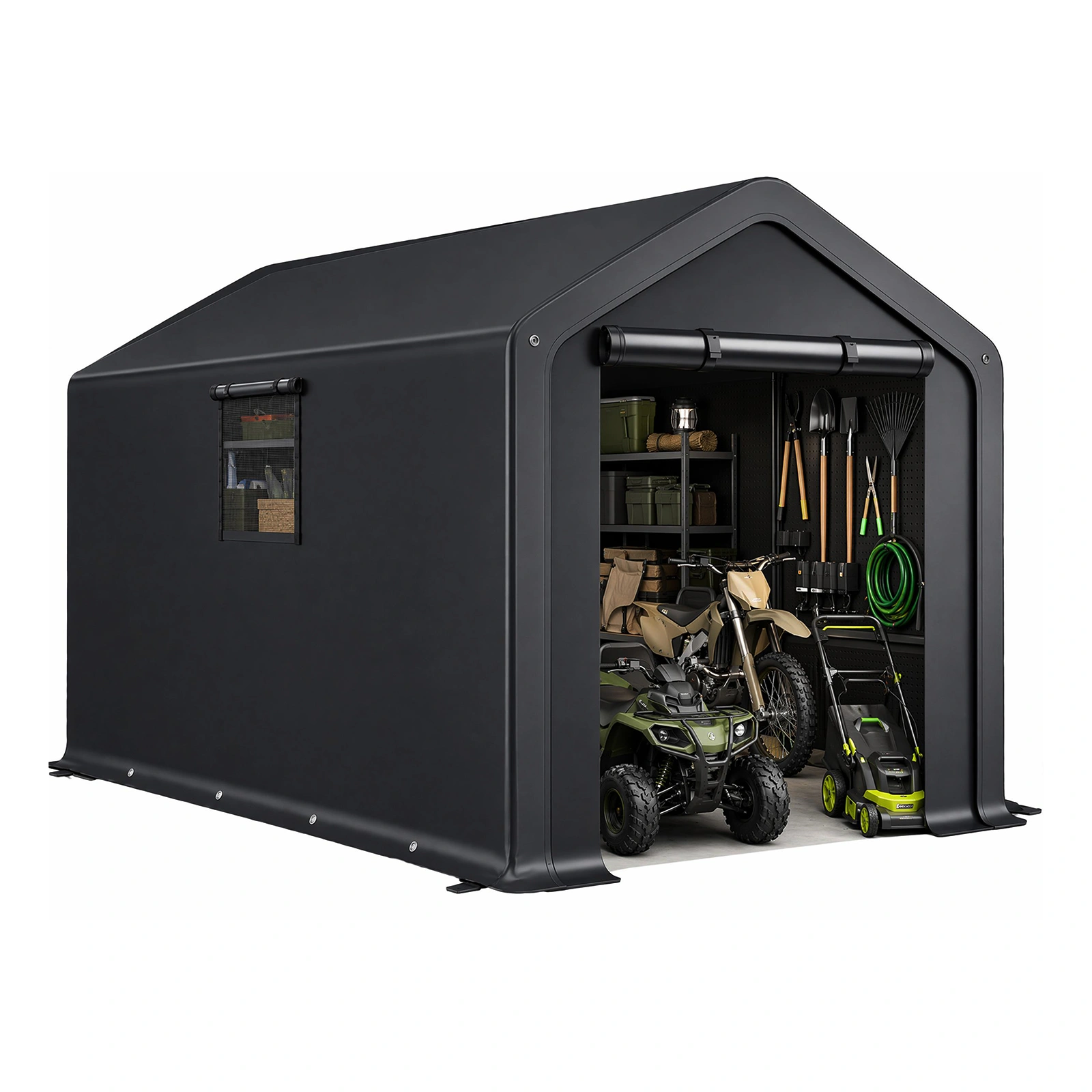 8x10 FT Storage Shed with 2 Roll-up Windows, Heavy Duty Bike Tent