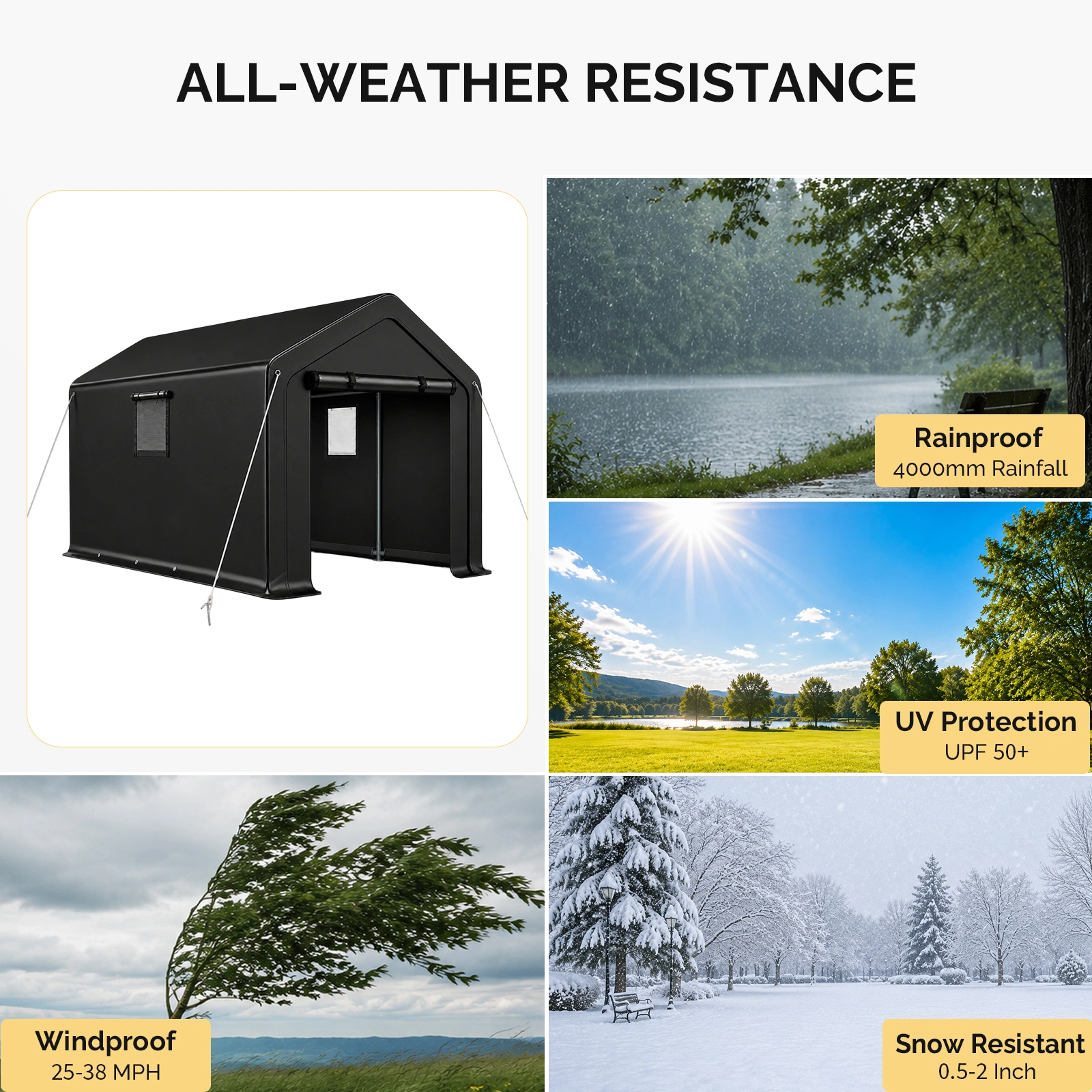 8x10 FT Storage Shed with 2 Roll-up Windows, Heavy Duty Bike Tent view 6