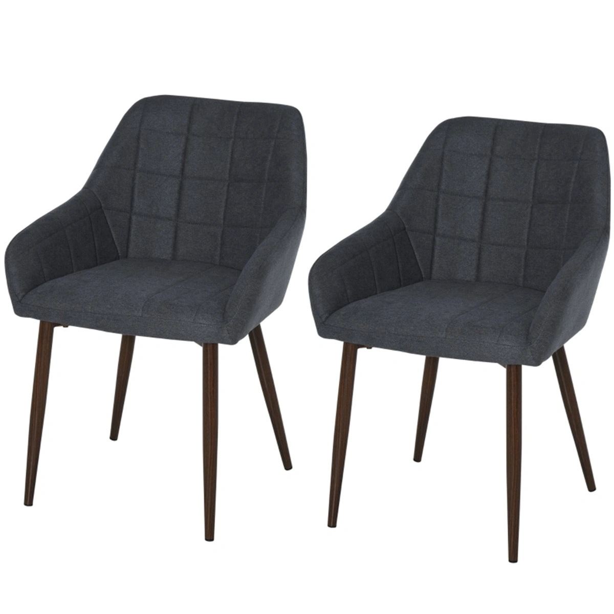26" Bar Stools Set of 2, Mid-Century Modern Dining Chair, Upholstered Office Chair for Kitchen Island, Navy Blue Velvet