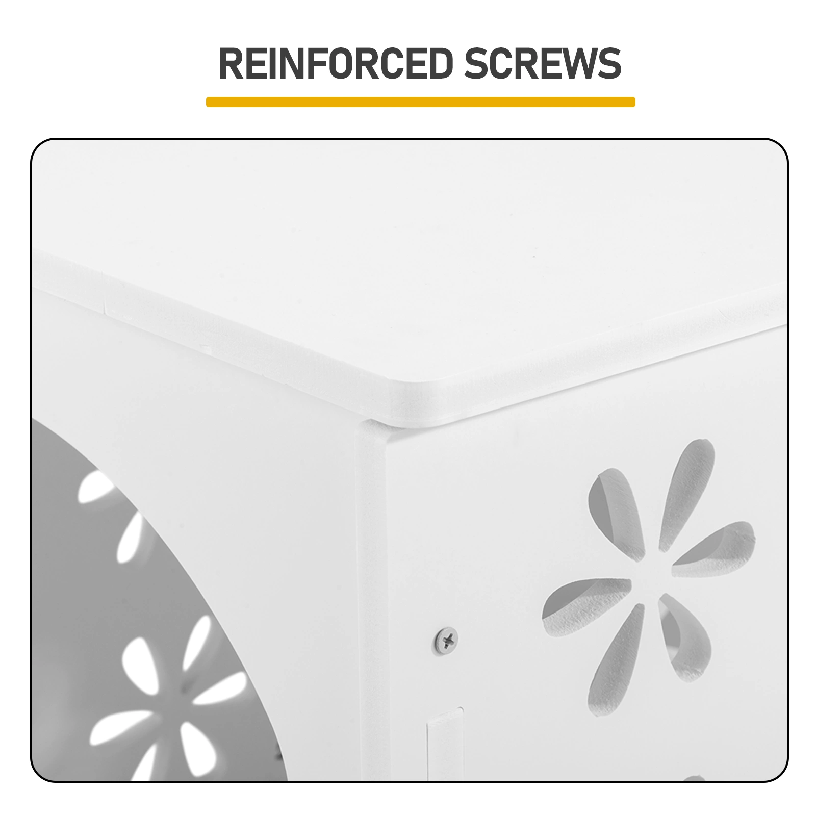3-Tier Side Table with Storage, Nightstand End Table with Floral Design, Modern Arch Opening Bedside Table for Indoor Outdoor, White view 7