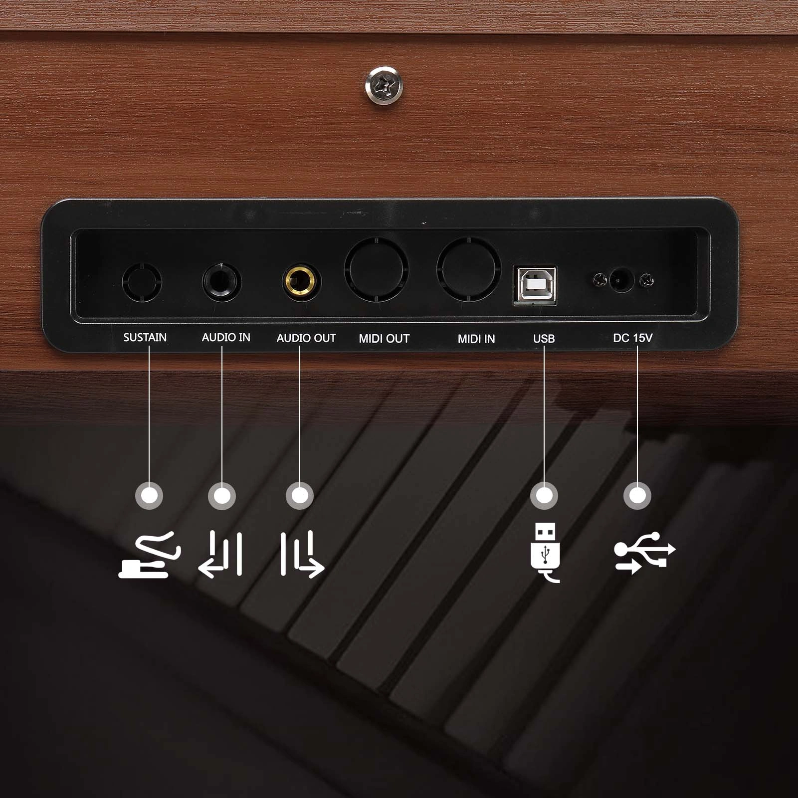GDP-203 88 Key Standard Full Weighted Keyboards Digital Piano with Metal Stand, Power Adapter, Triple Pedals, Headphone,for All Experience Levels Black Walnut view 2